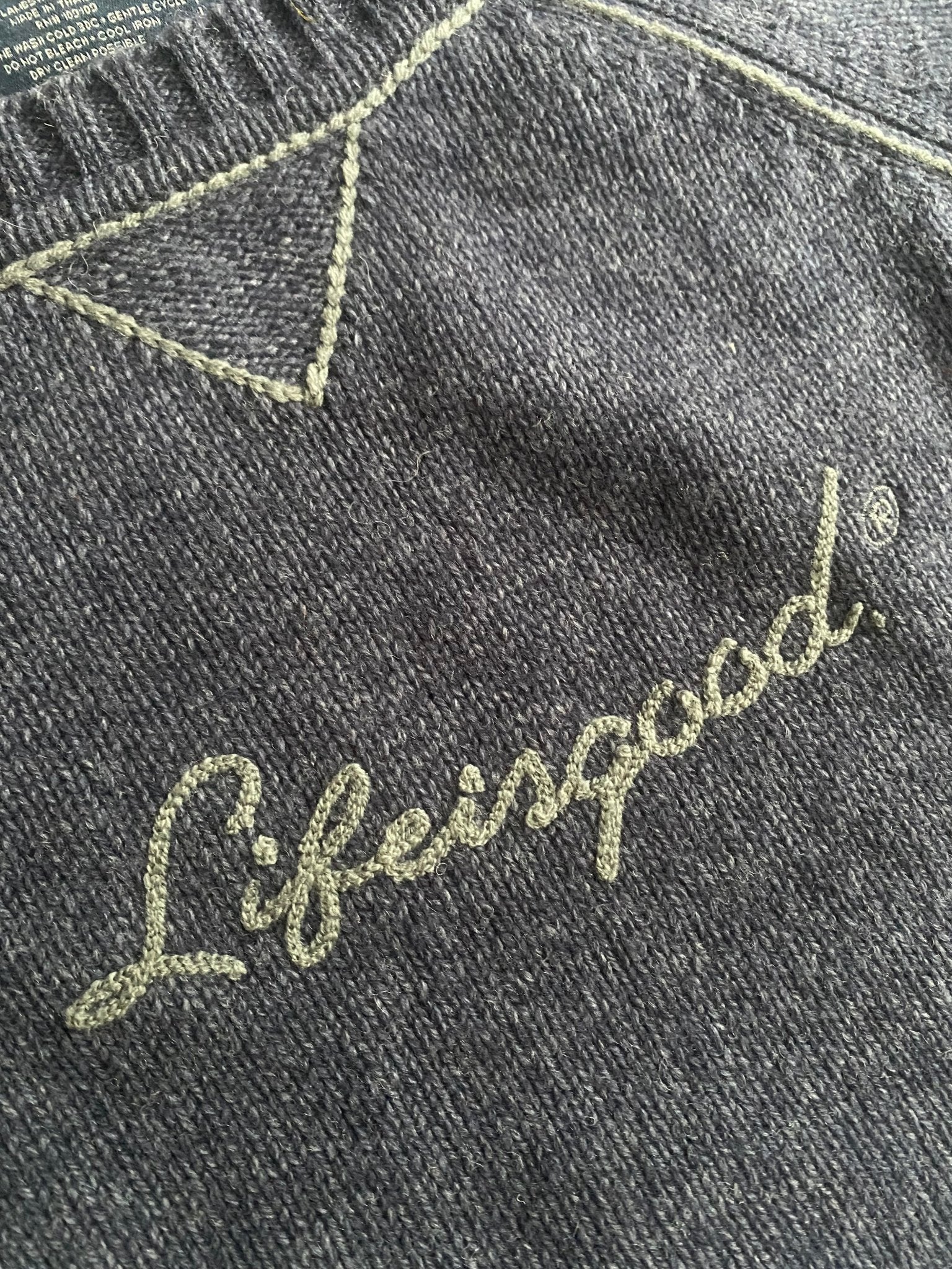 🐑 Pulover Lifeisgood – Light Navy – 80% Lambswool – Men’s L - anbracaminte