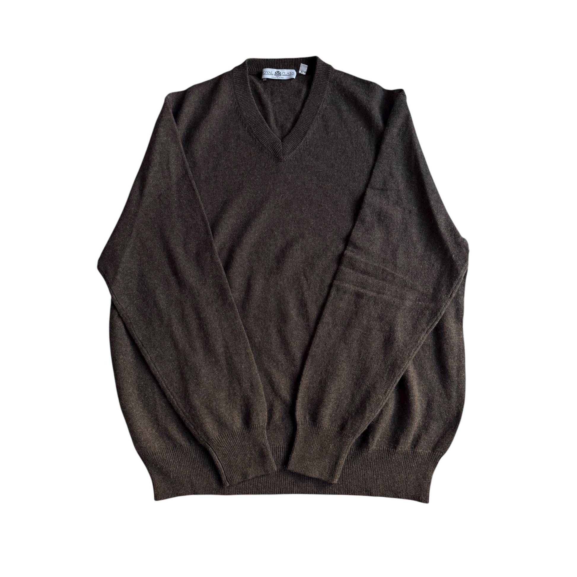 🧶 Pulover Maro Închis - Mătase + Casmir / V - Neck (Mărime L) - anbracaminte