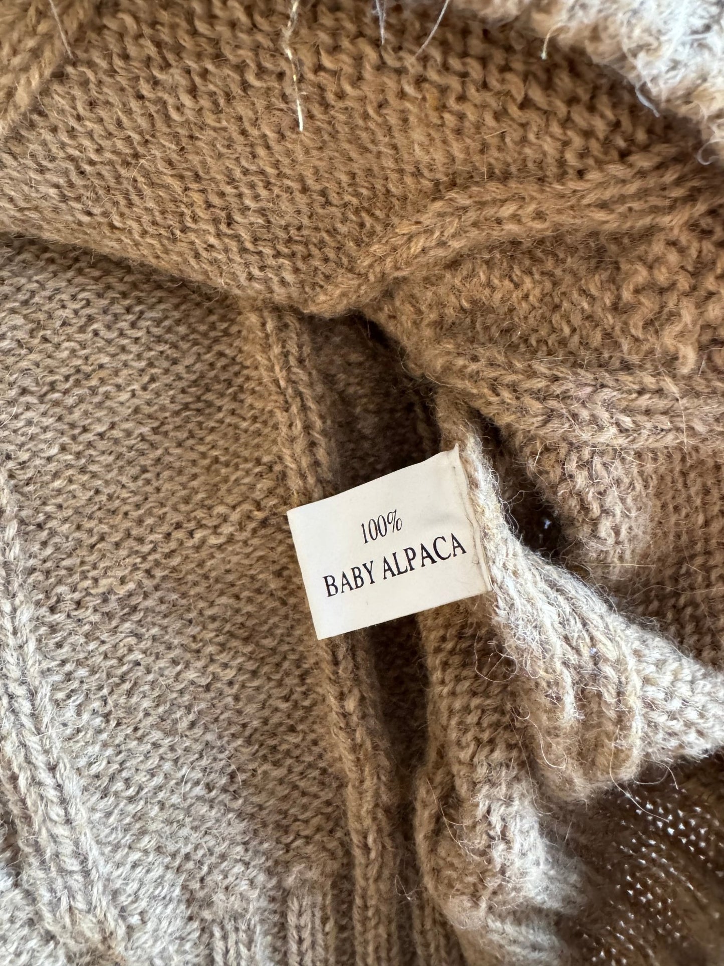 🧶 Pulover Oatmeal Brown Cable Knit din 100% Baby Alpaca (Mărime XL) - anbracaminte