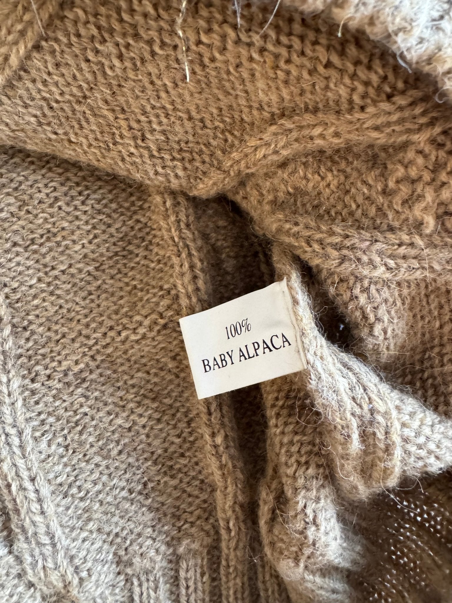 🧶 Pulover Oatmeal Brown Cable Knit din 100% Baby Alpaca (Mărime XL) - anbracaminte