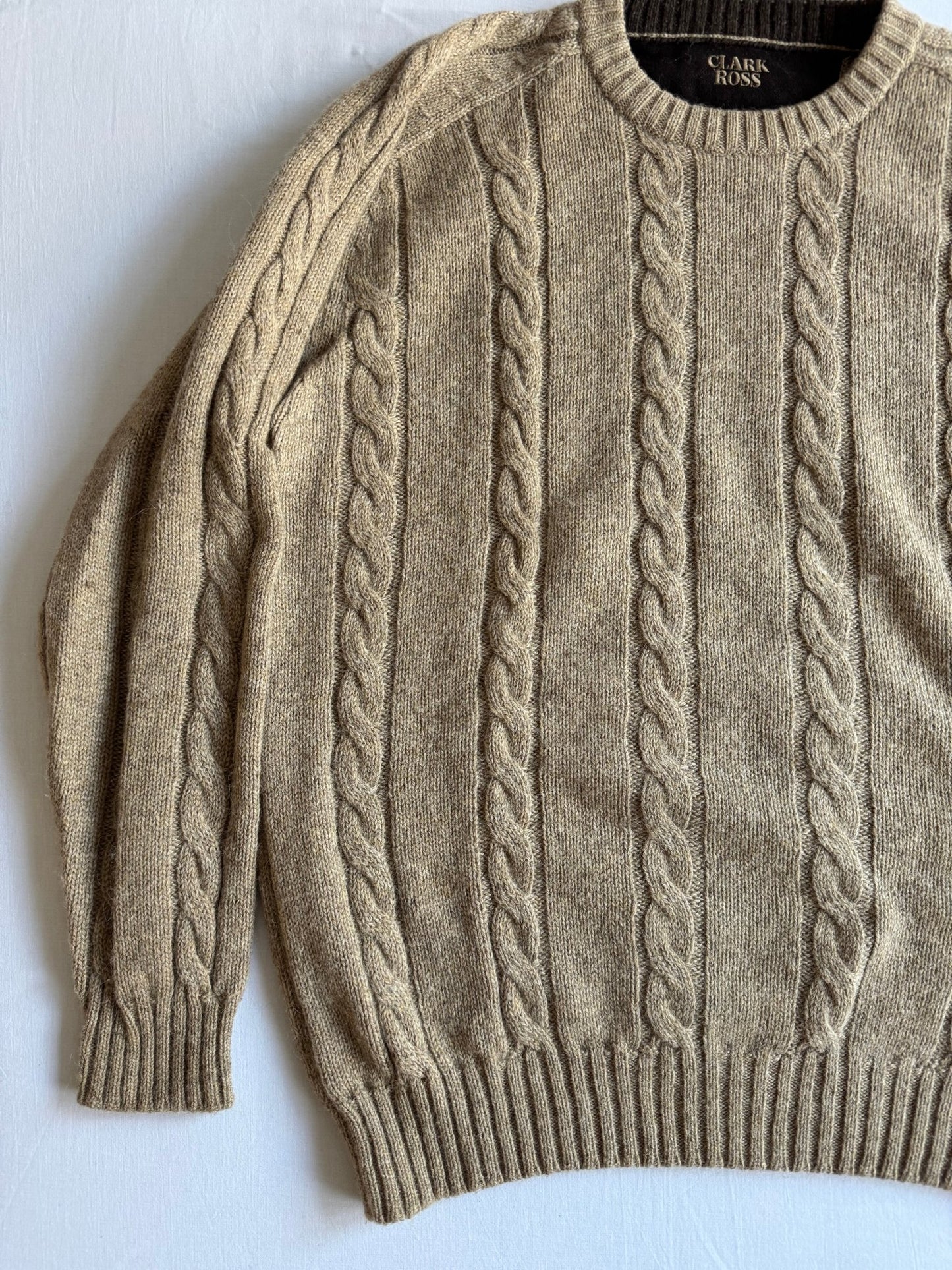 🧶 Pulover Oatmeal Brown Cable Knit din 100% Baby Alpaca (Mărime XL) - anbracaminte