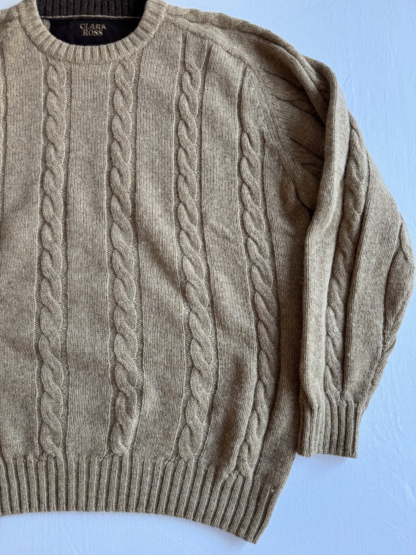 🧶 Pulover Oatmeal Brown Cable Knit din 100% Baby Alpaca (Mărime XL) - anbracaminte