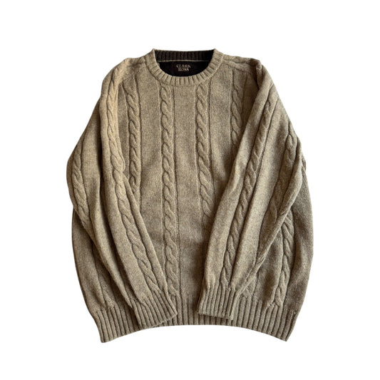 🧶 Pulover Oatmeal Brown Cable Knit din 100% Baby Alpaca (Mărime XL) - anbracaminte