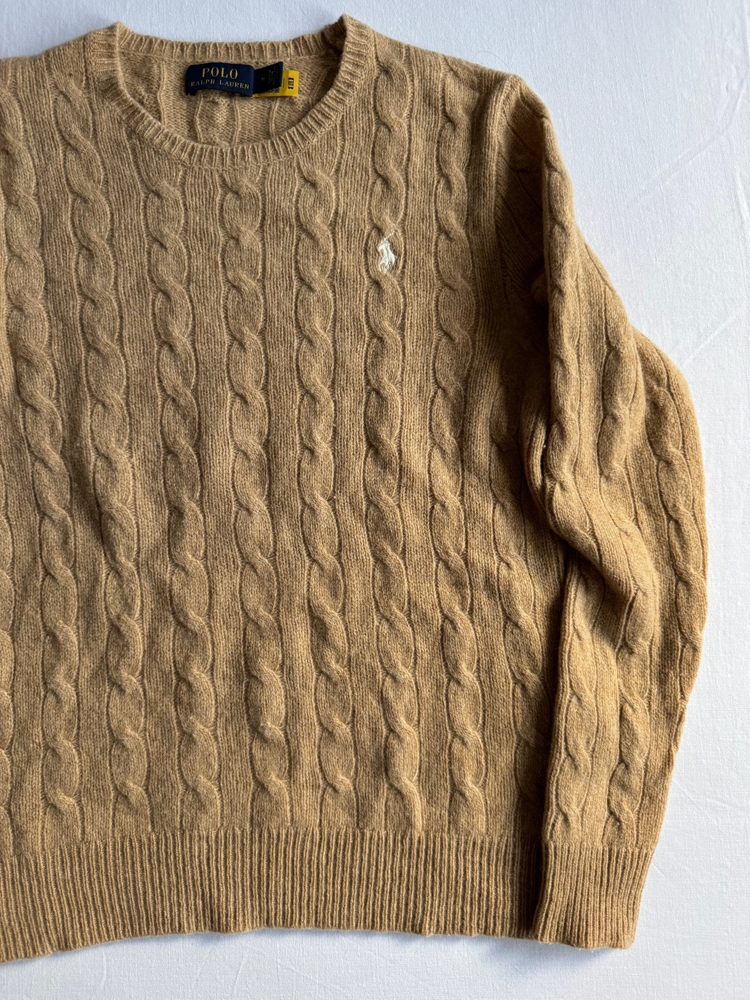 🧶 Pulover Polo by Ralph Lauren crem / Cable Knit moale (Mărime M femei) - anbracaminte