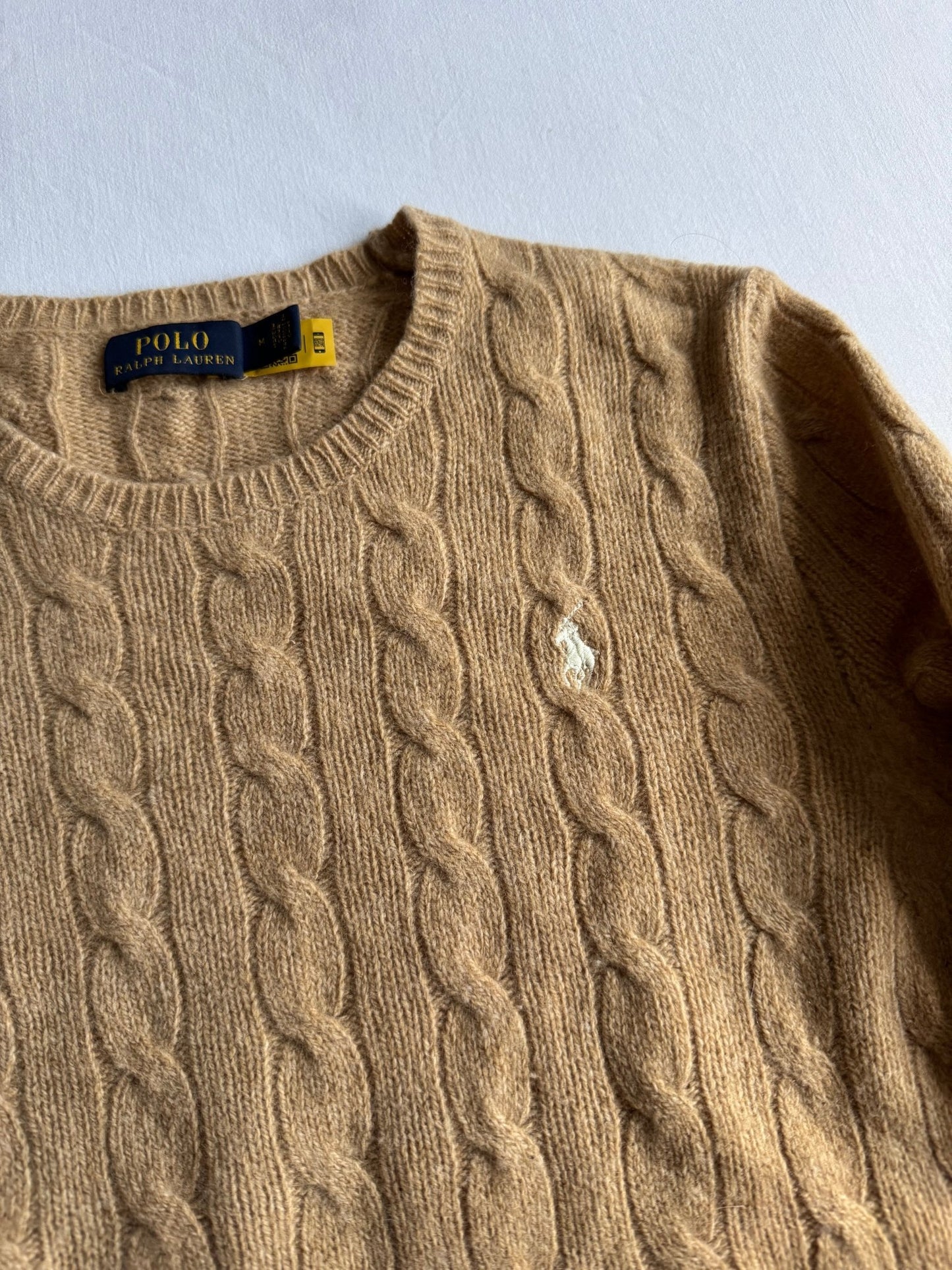 🧶 Pulover Polo by Ralph Lauren crem / Cable Knit moale (Mărime M femei) - anbracaminte