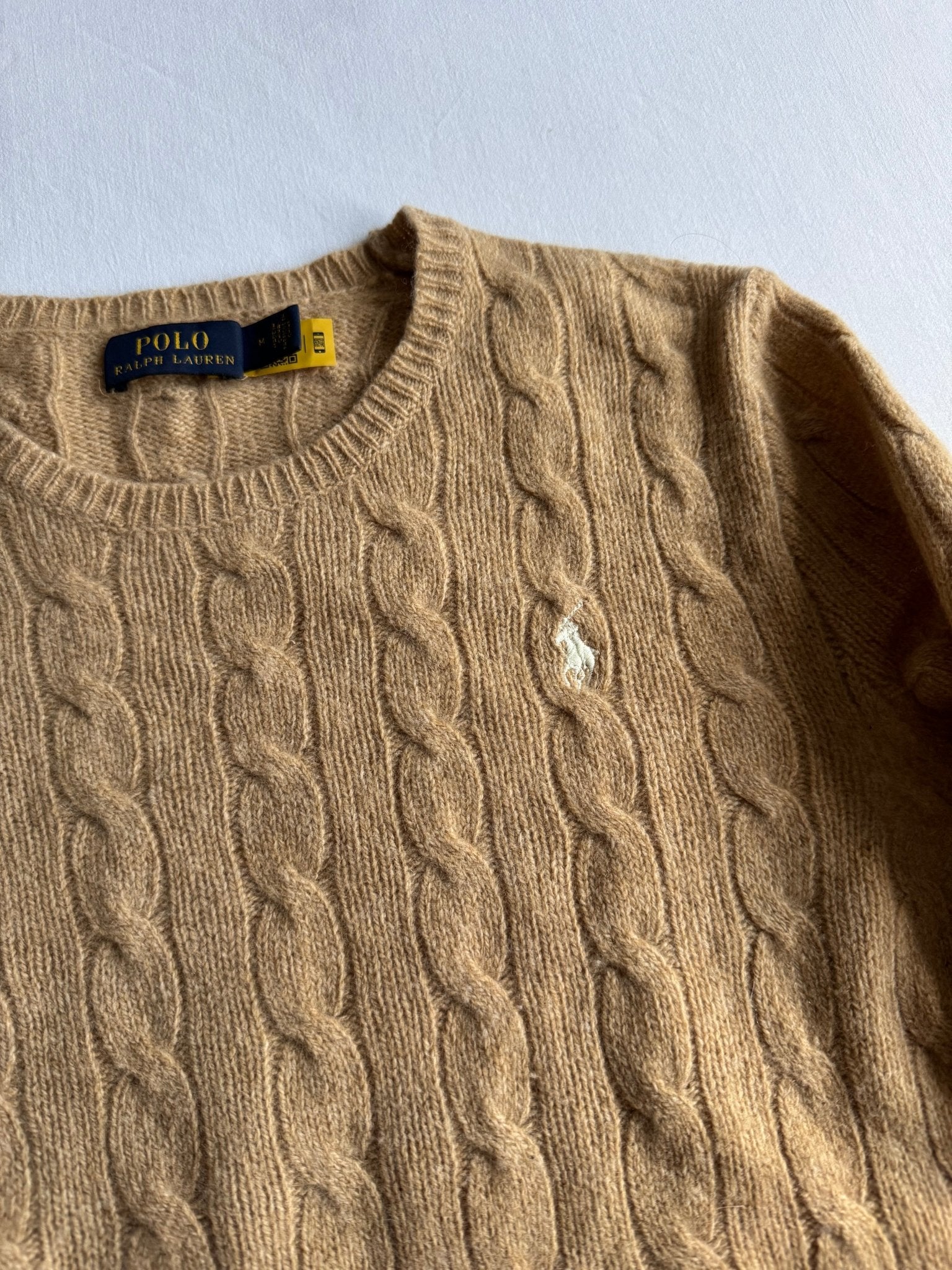 🧶 Pulover Polo by Ralph Lauren crem / Cable Knit moale (Mărime M femei) - anbracaminte
