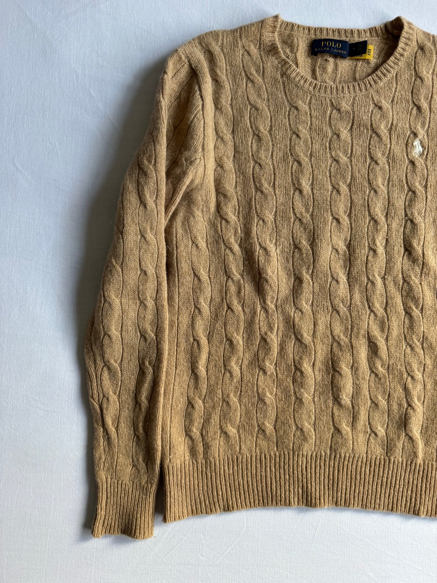 🧶 Pulover Polo by Ralph Lauren crem / Cable Knit moale (Mărime M femei) - anbracaminte