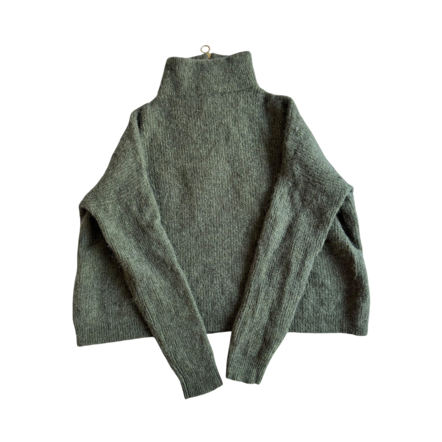 🧶 Pulover Sezane Verde Cropped cu Fermoar (Mărime S Femei) - anbracaminte