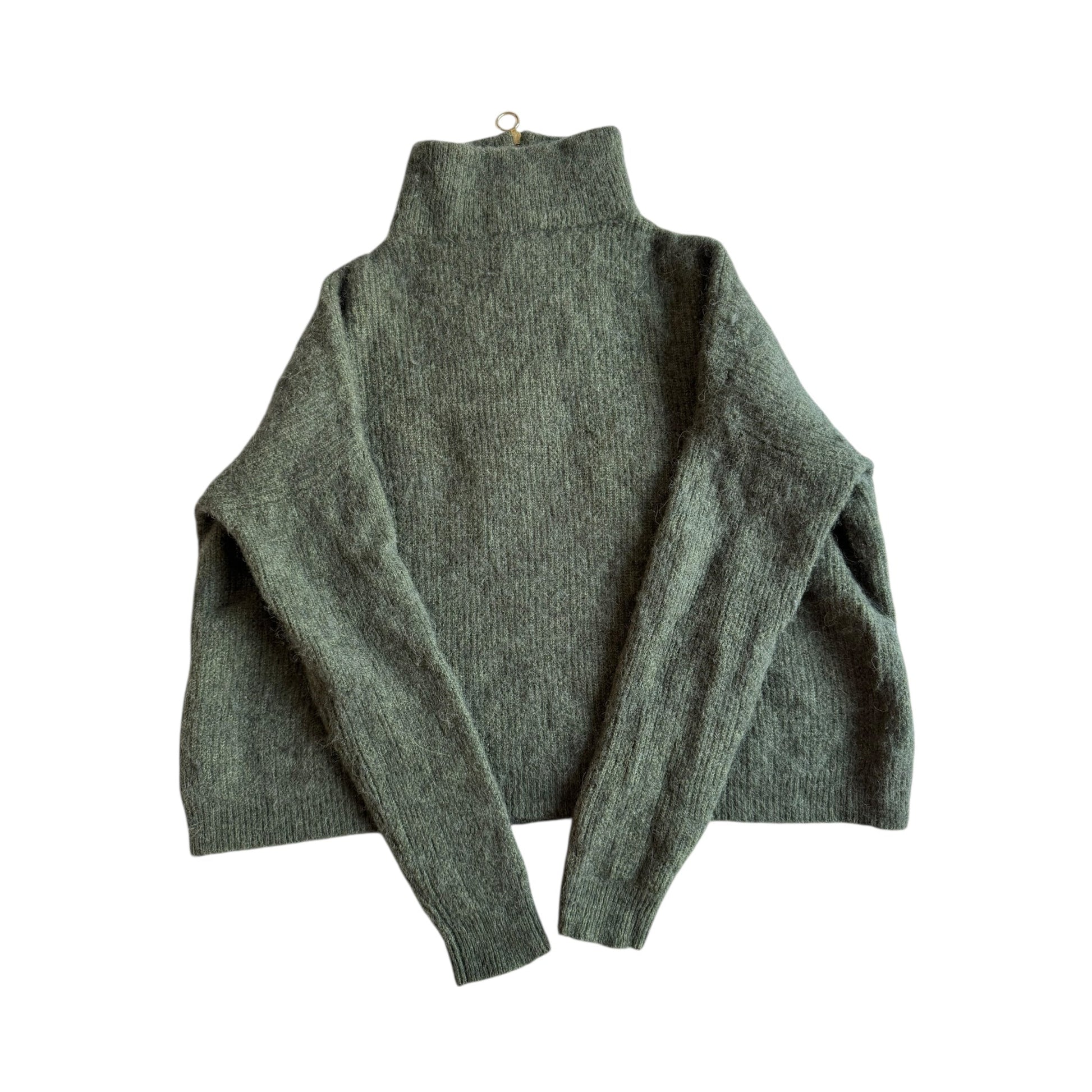🧶 Pulover Sezane Verde Cropped cu Fermoar (Mărime S Femei) - anbracaminte