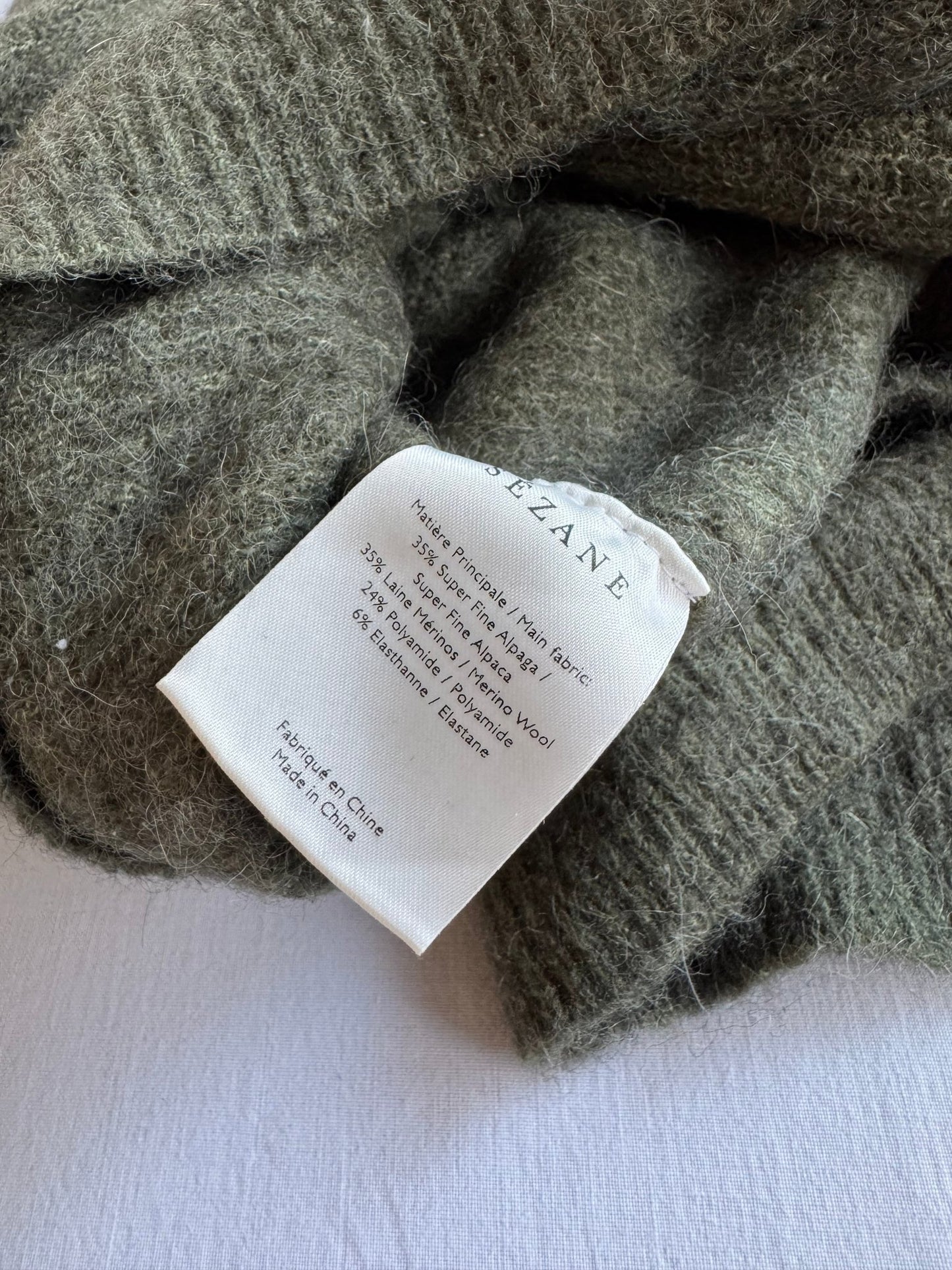 🧶 Pulover Sezane Verde Cropped cu Fermoar (Mărime S Femei) - anbracaminte