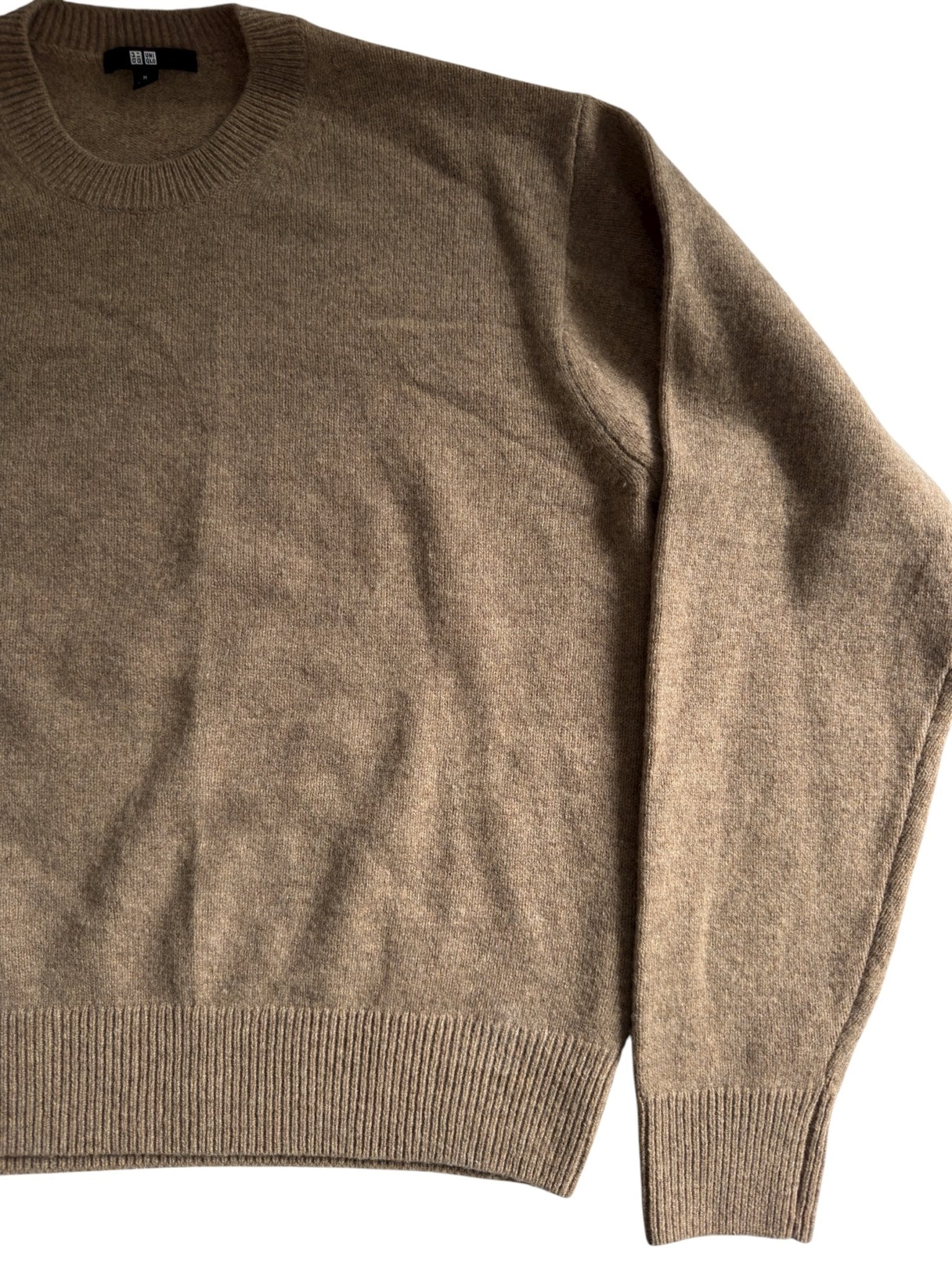 🧶 Pulover Uniqlo – Oatmeal Brown – 100% Lână – Men’s M - anbracaminte