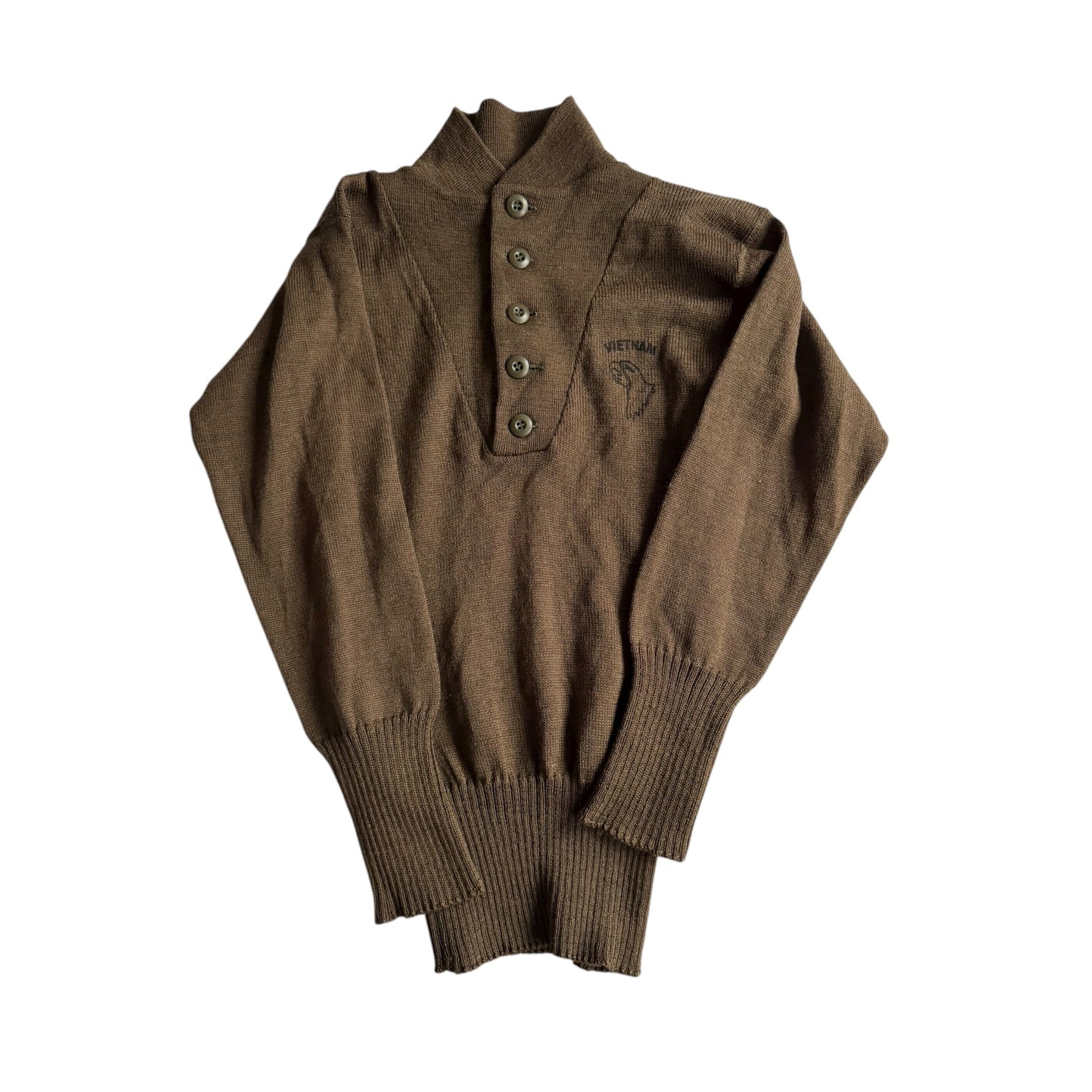 🧶 Pulover US Army Henley / 5 Nasturi cu Print Vietnam (Mărime S) - anbracaminte