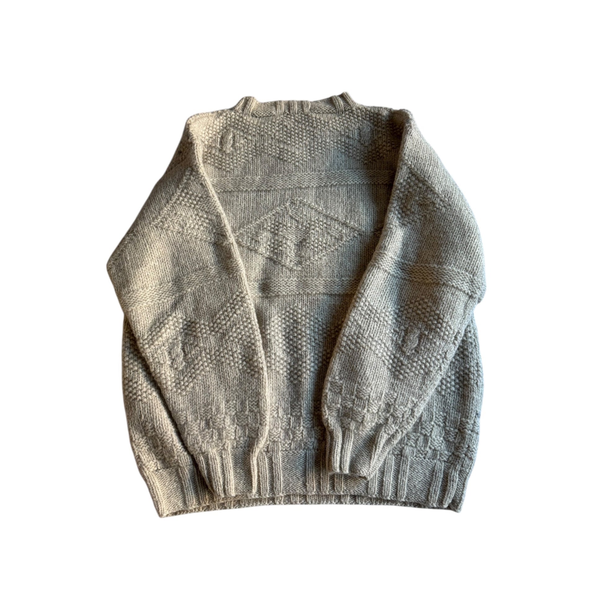 🧶 Pulover Vintage Alb Natural Chunky / Structurat (Mărime aproximativă L - Bărbați) - anbracaminte