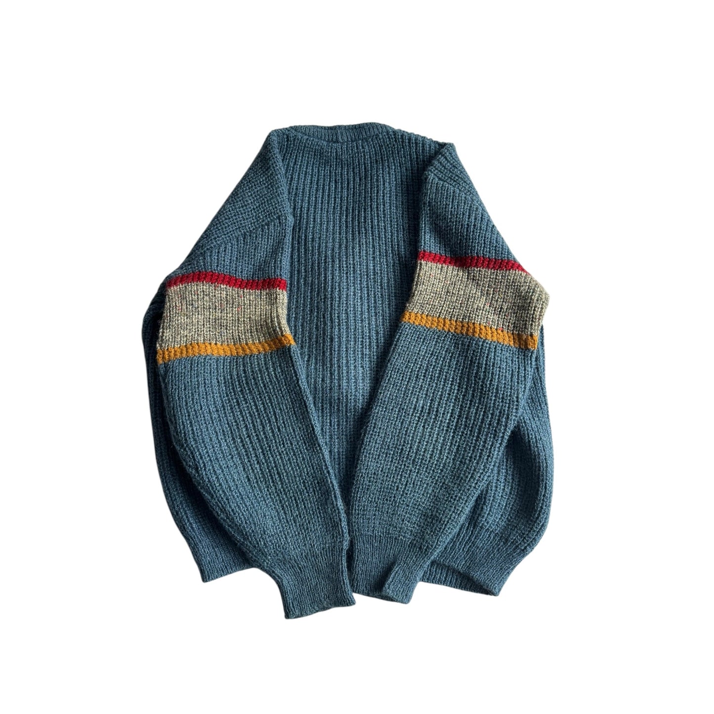 🧶 Pulover Vintage Bărbați Aqua Blue cu Decolteu în V și Buzunar la Piept – L - anbracaminte