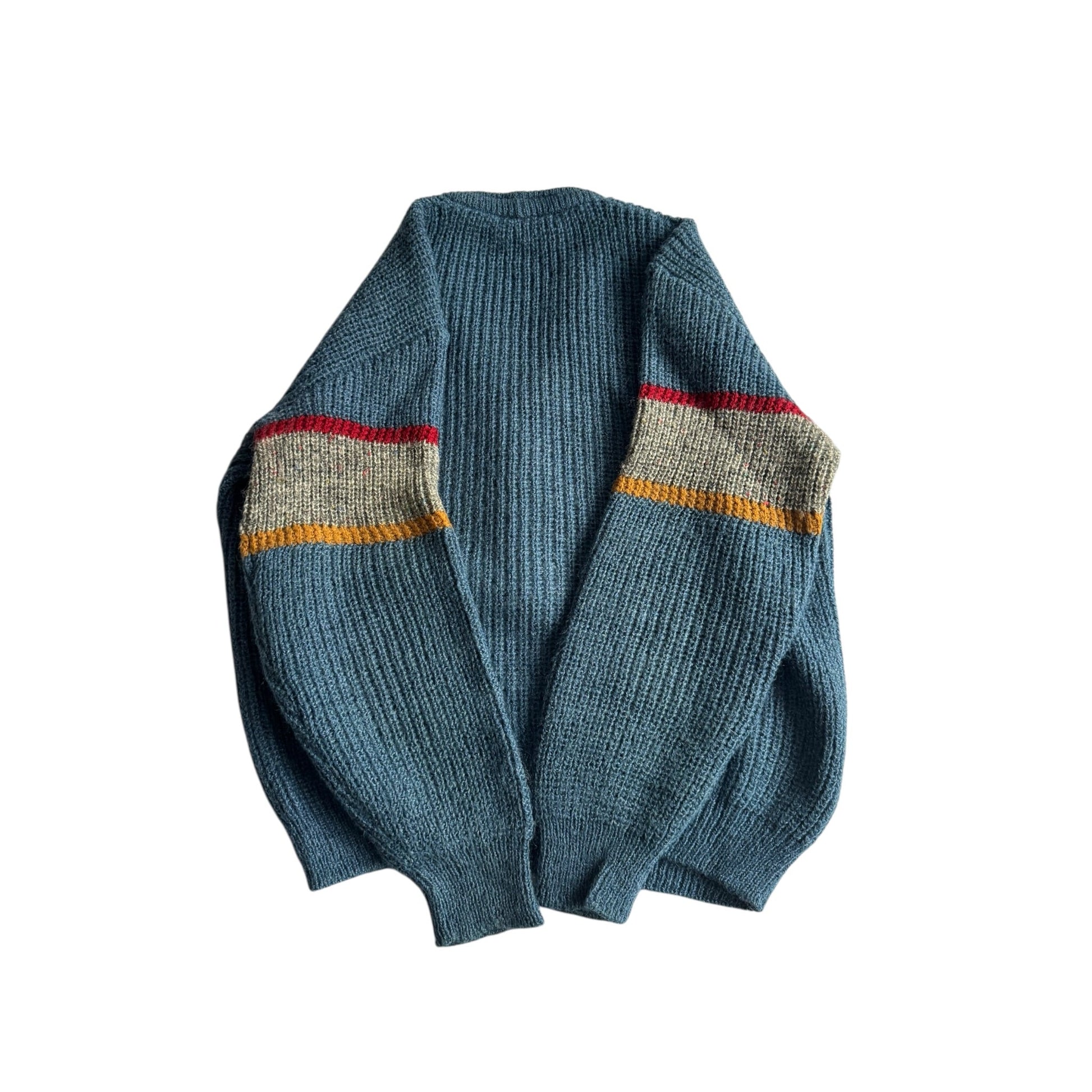 🧶 Pulover Vintage Bărbați Aqua Blue cu Decolteu în V și Buzunar la Piept – L - anbracaminte