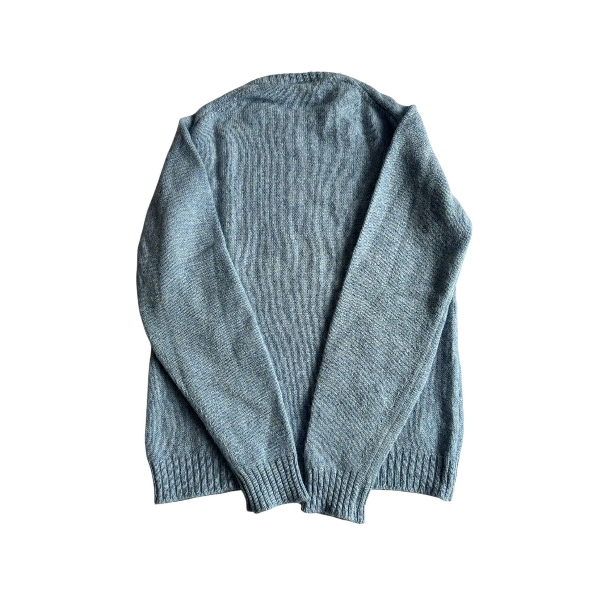 🧶 Pulover Vintage Bărbați Baby Blue Cable Knit din Lână Shetland – M - anbracaminte