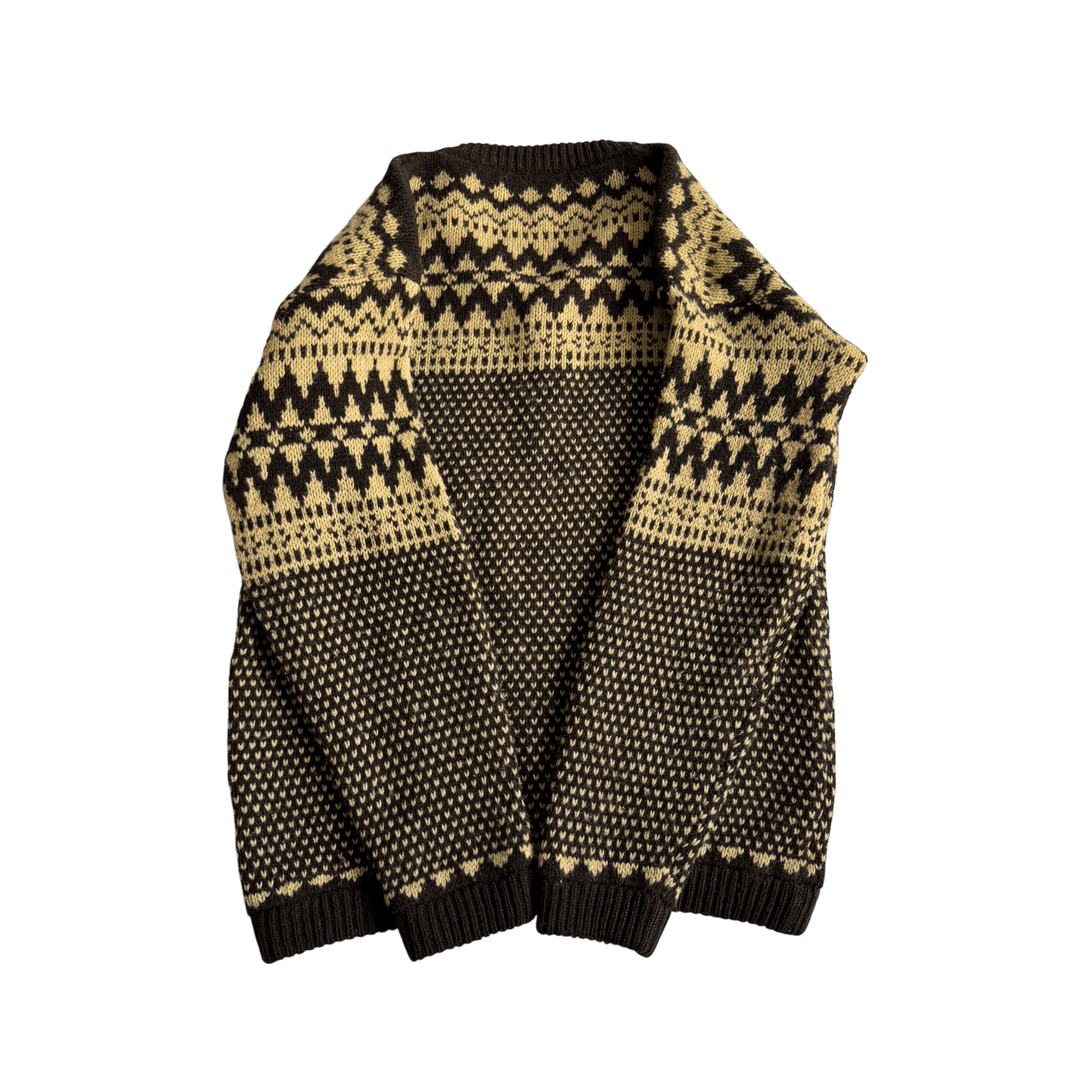 🧶 Pulover Vintage Bărbați Benetton Anii ’80 cu Decolteu în V și Model Etnic – L - anbracaminte