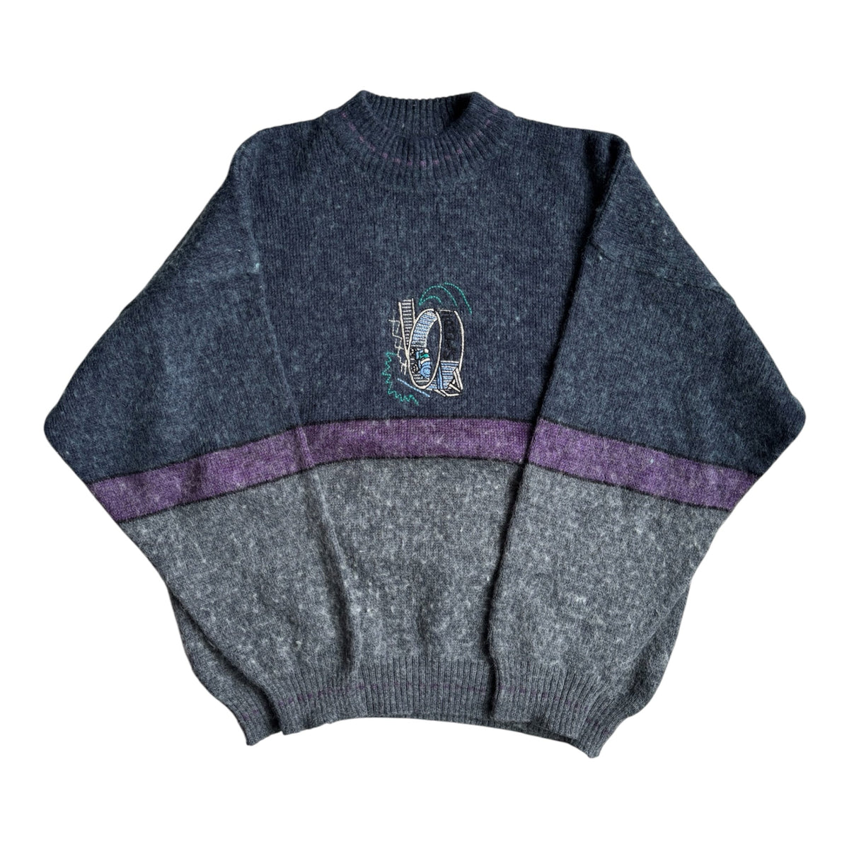 Pulover Vintage Bărbați | Broderie Grafică Boxy | L (54) - anbracaminte