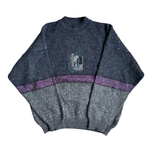 Pulover Vintage Bărbați | Broderie Grafică Boxy | L (54) - anbracaminte