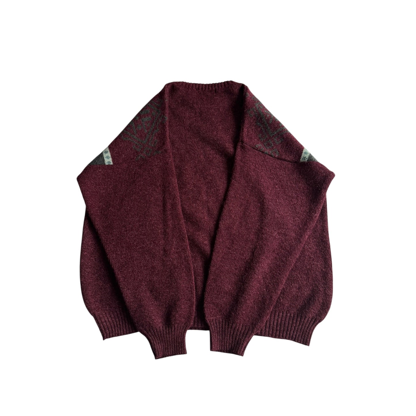 🧶 Pulover Vintage Bărbați Burgundy cu Broderie Câine – XL - anbracaminte