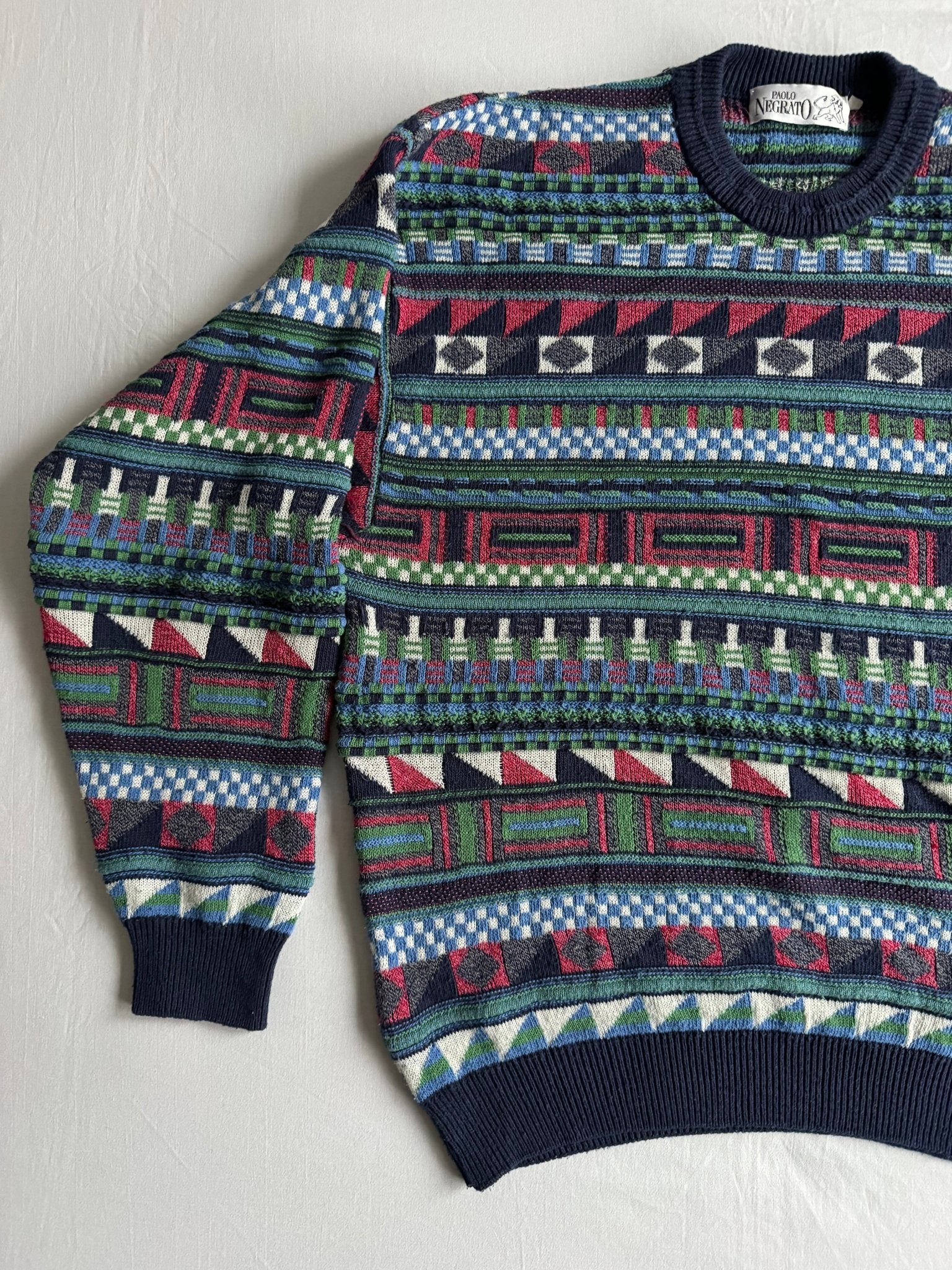 🧶 Pulover Vintage Bărbați cu Model Abstract – L - anbracaminte