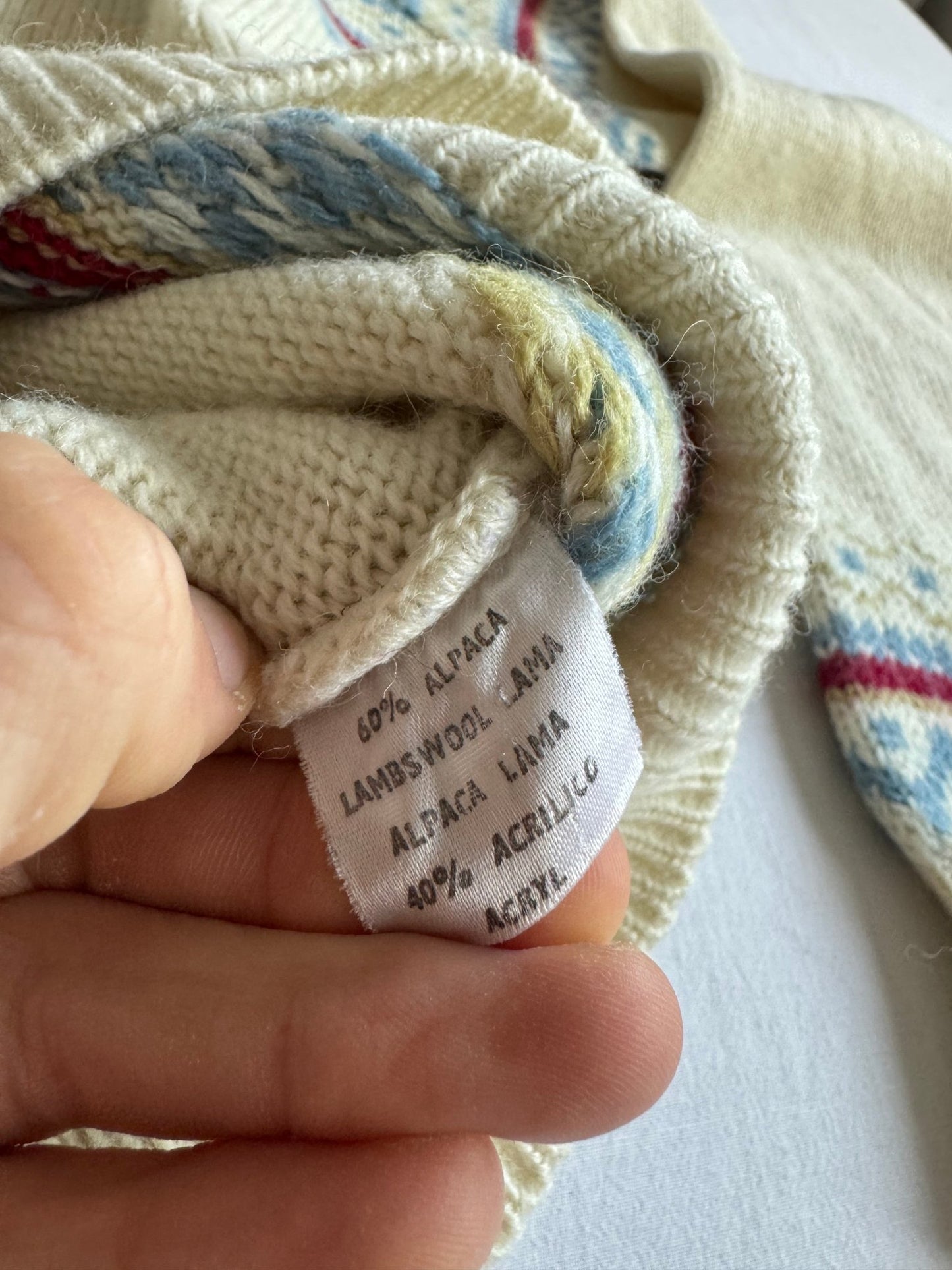 🧶 Pulover Vintage Bărbați cu Model Etnic din Alpaca și Acril – M - anbracaminte