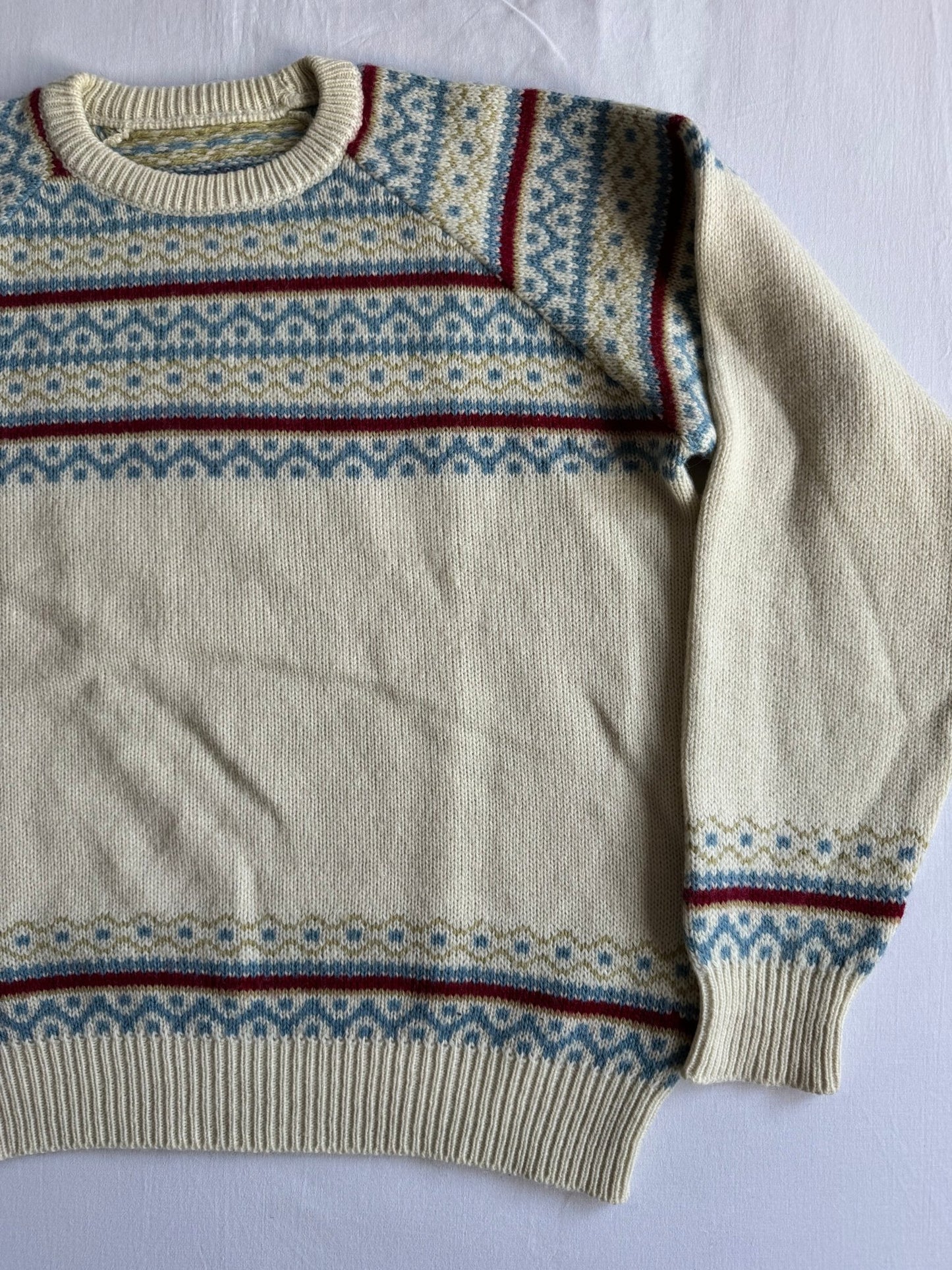🧶 Pulover Vintage Bărbați cu Model Etnic din Alpaca și Acril – M - anbracaminte