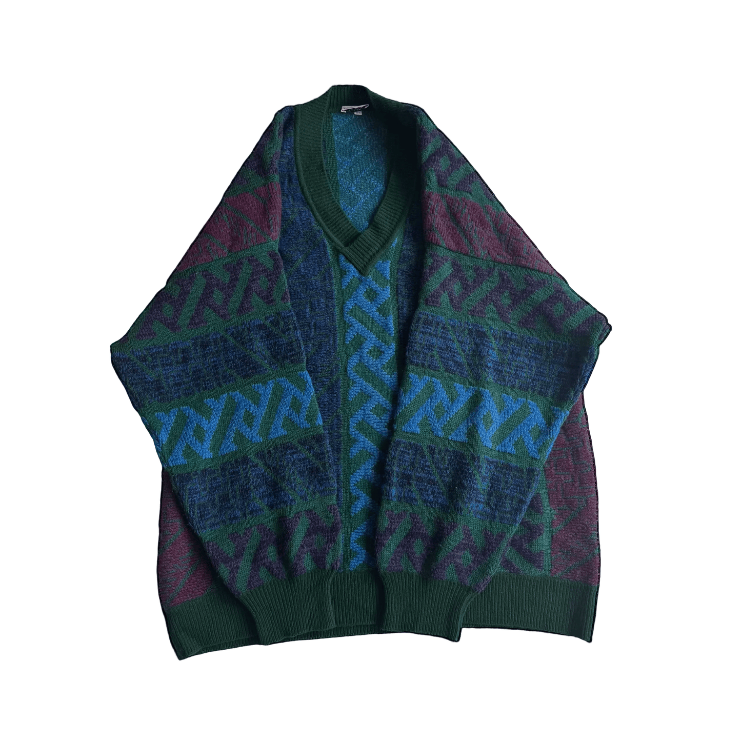 🧶 Pulover Vintage Bărbați cu Model Etnic din Lână – 52 (L oversized / XL) - anbracaminte