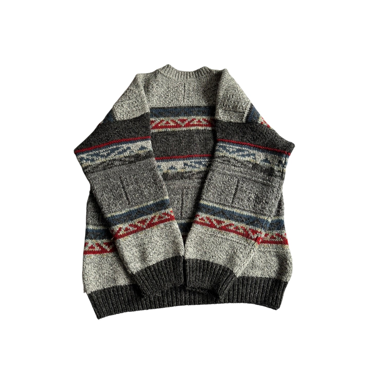 🧶 Pulover Vintage Bărbați cu Model Etnic din Lână, Alpaca și Acril – L - anbracaminte