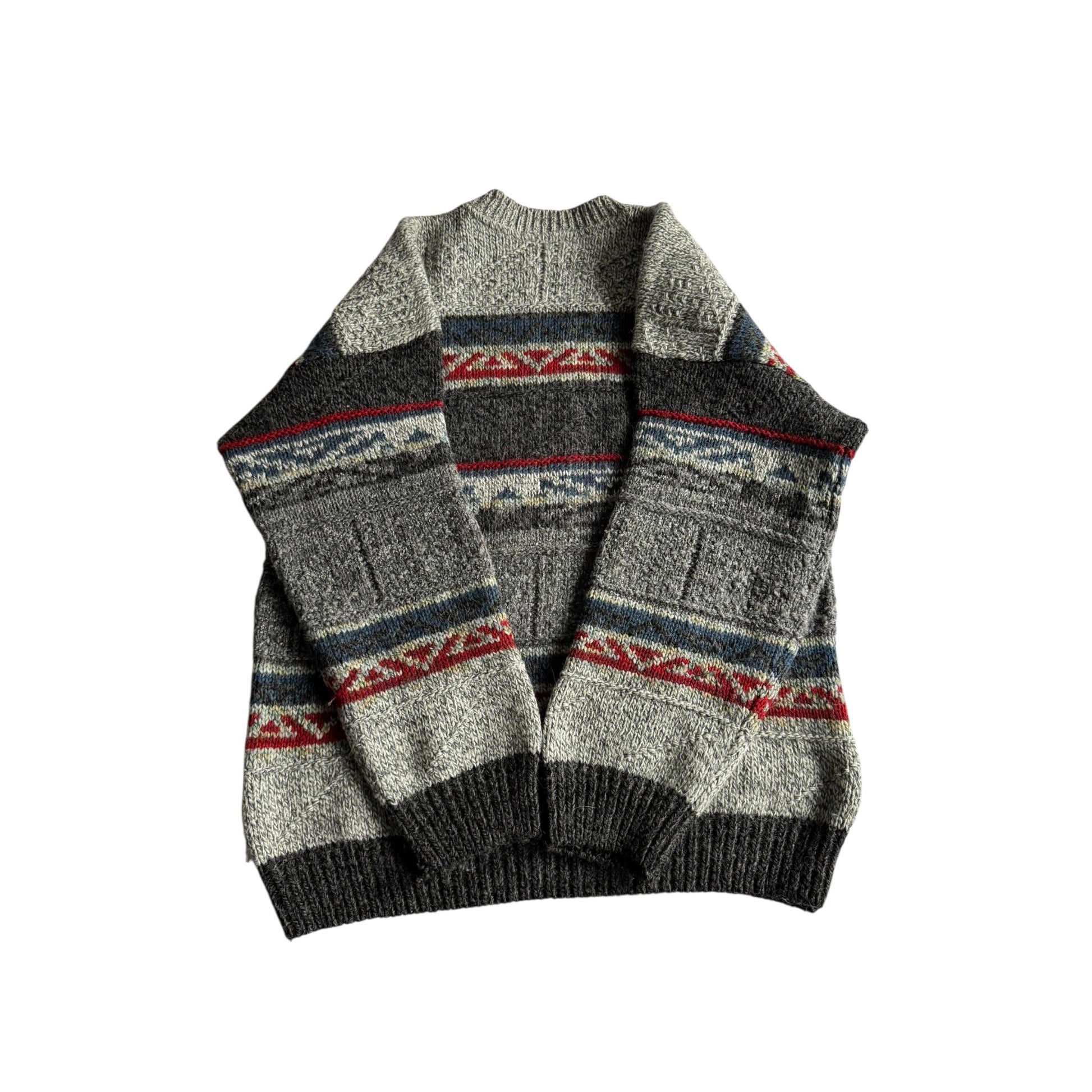 🧶 Pulover Vintage Bărbați cu Model Etnic din Lână, Alpaca și Acril – L - anbracaminte
