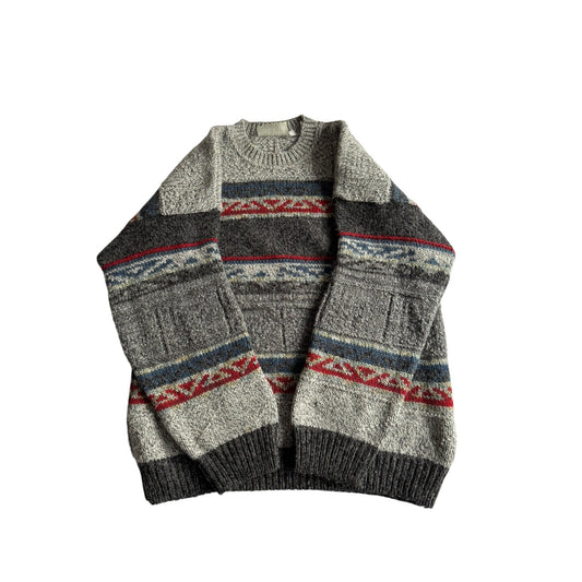 🧶 Pulover Vintage Bărbați cu Model Etnic din Lână, Alpaca și Acril – L - anbracaminte