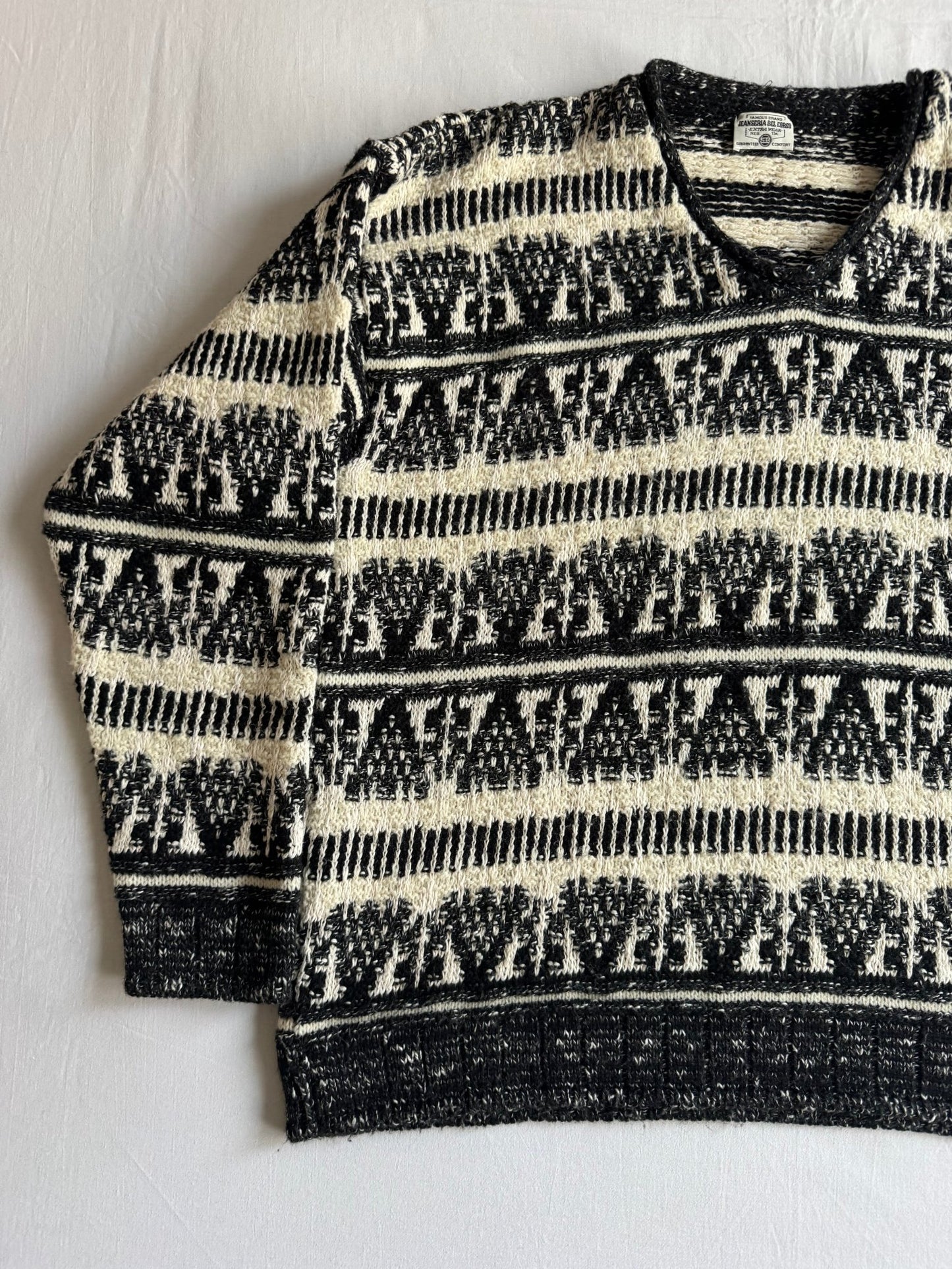 🧶 Pulover Vintage Bărbați cu Model Etnic din Lână – M - anbracaminte