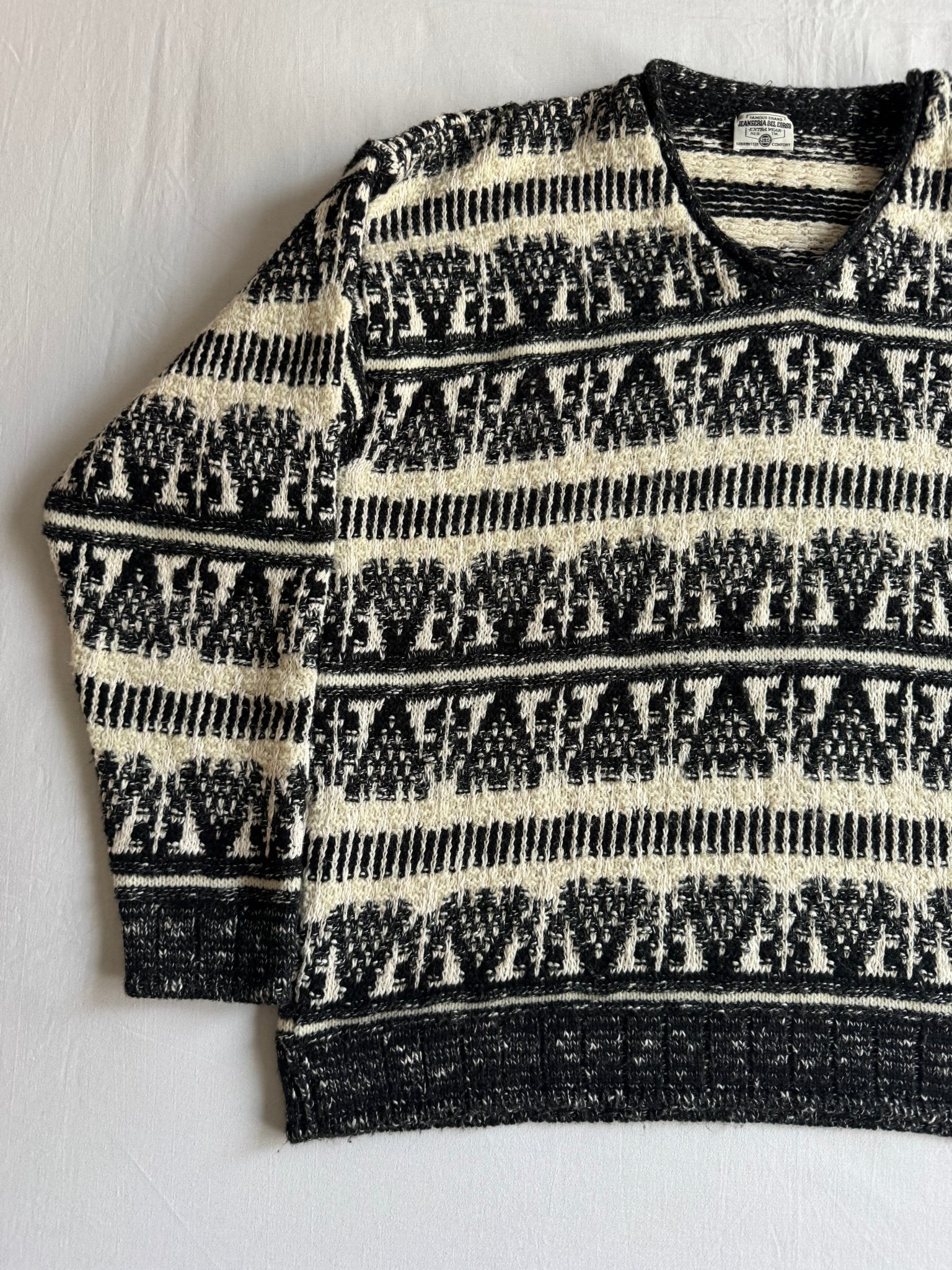 🧶 Pulover Vintage Bărbați cu Model Etnic din Lână – M - anbracaminte