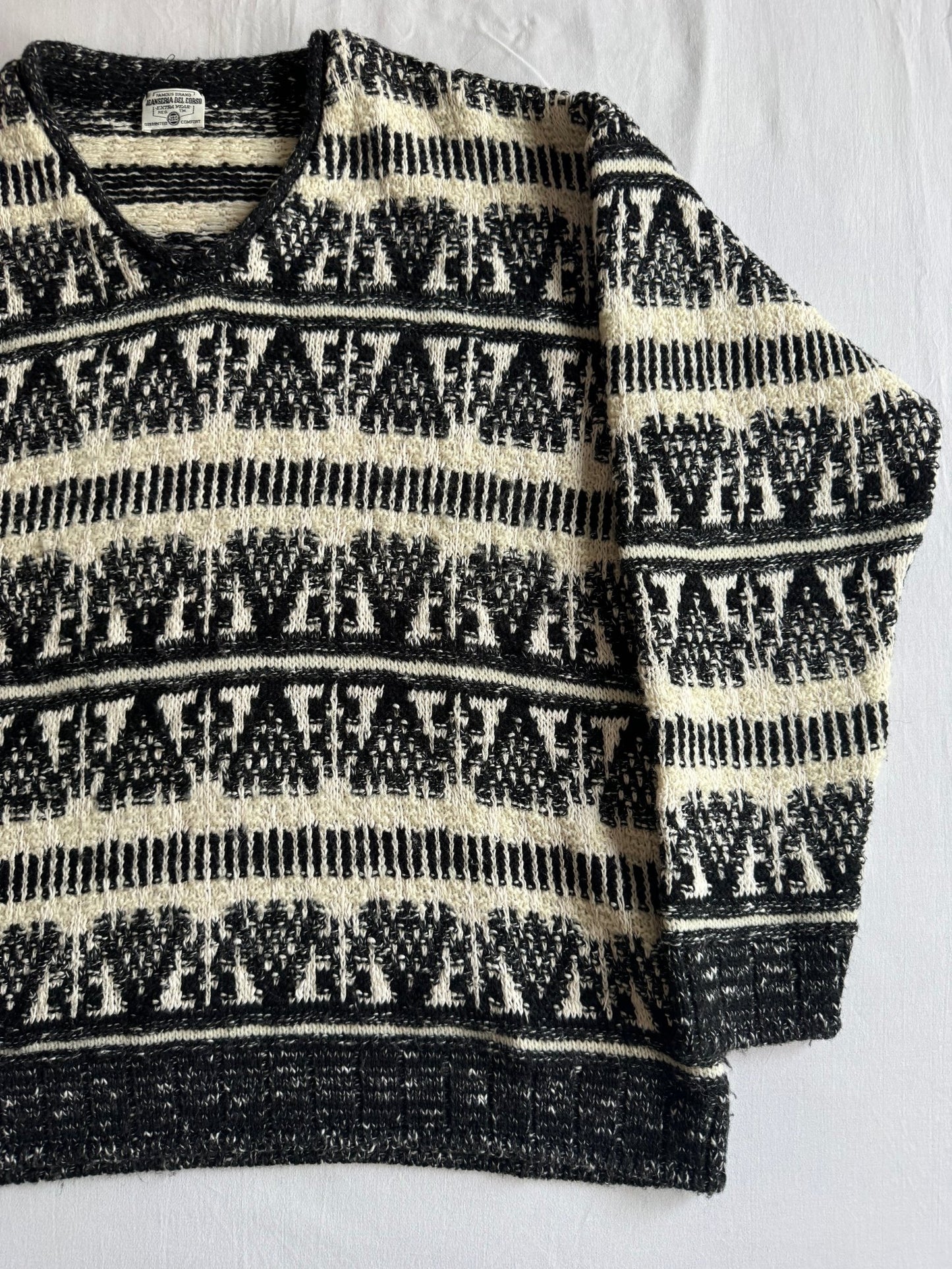 🧶 Pulover Vintage Bărbați cu Model Etnic din Lână – M - anbracaminte