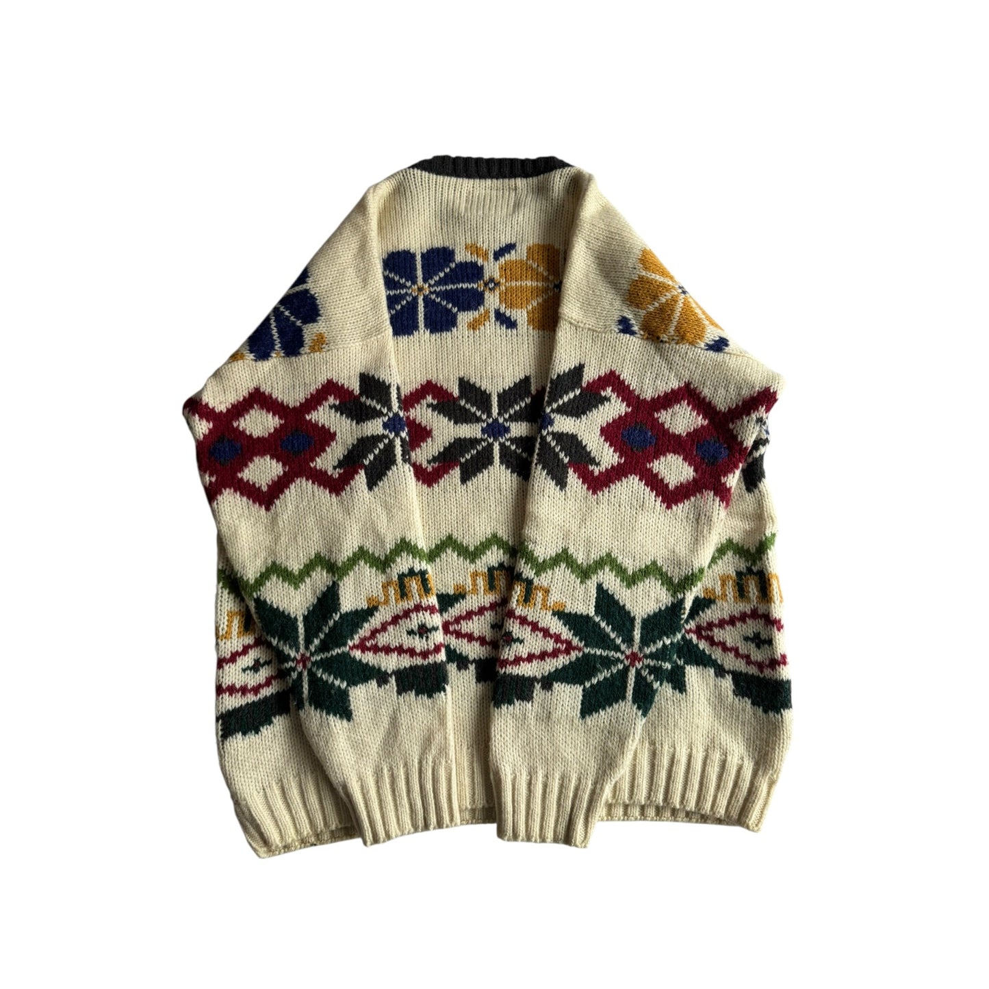 🧶 Pulover Vintage Bărbați cu Model Etnic din Lână, Mohair și Alpaca – L (se potrivește XXL) - anbracaminte