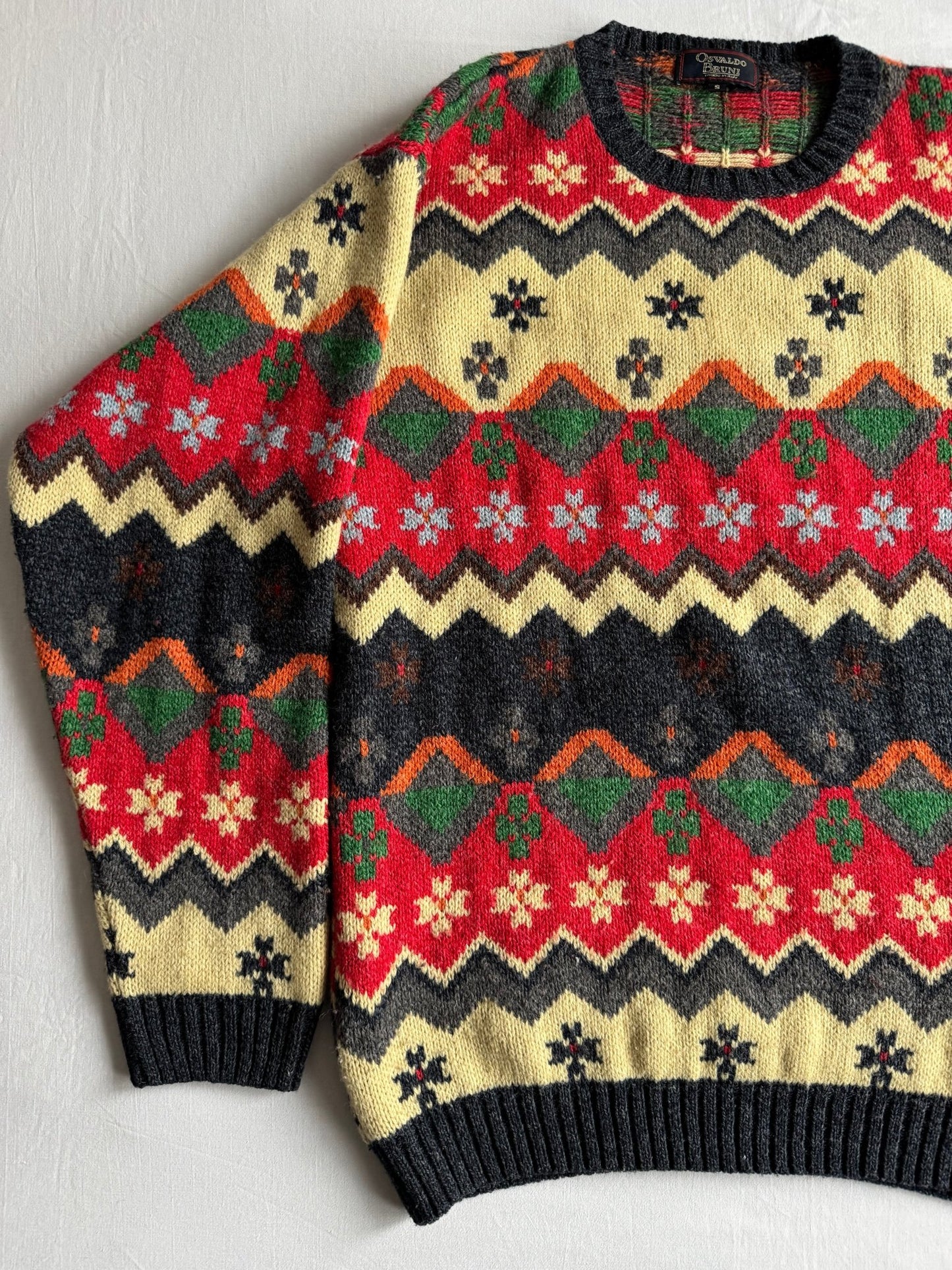 🧶 Pulover Vintage Bărbați cu Model Etnic din Lână – S (se potrivește M) - anbracaminte