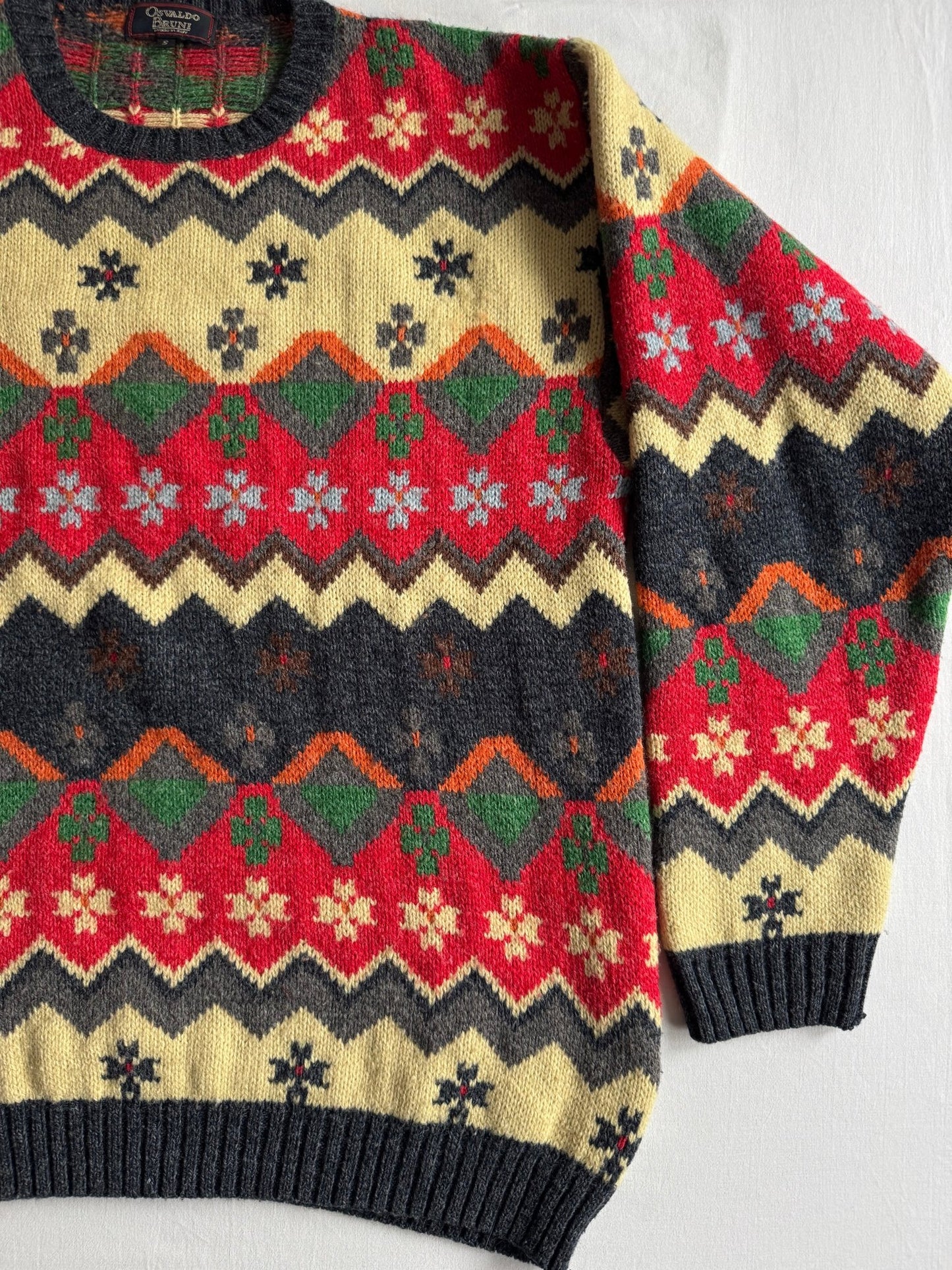 🧶 Pulover Vintage Bărbați cu Model Etnic din Lână – S (se potrivește M) - anbracaminte