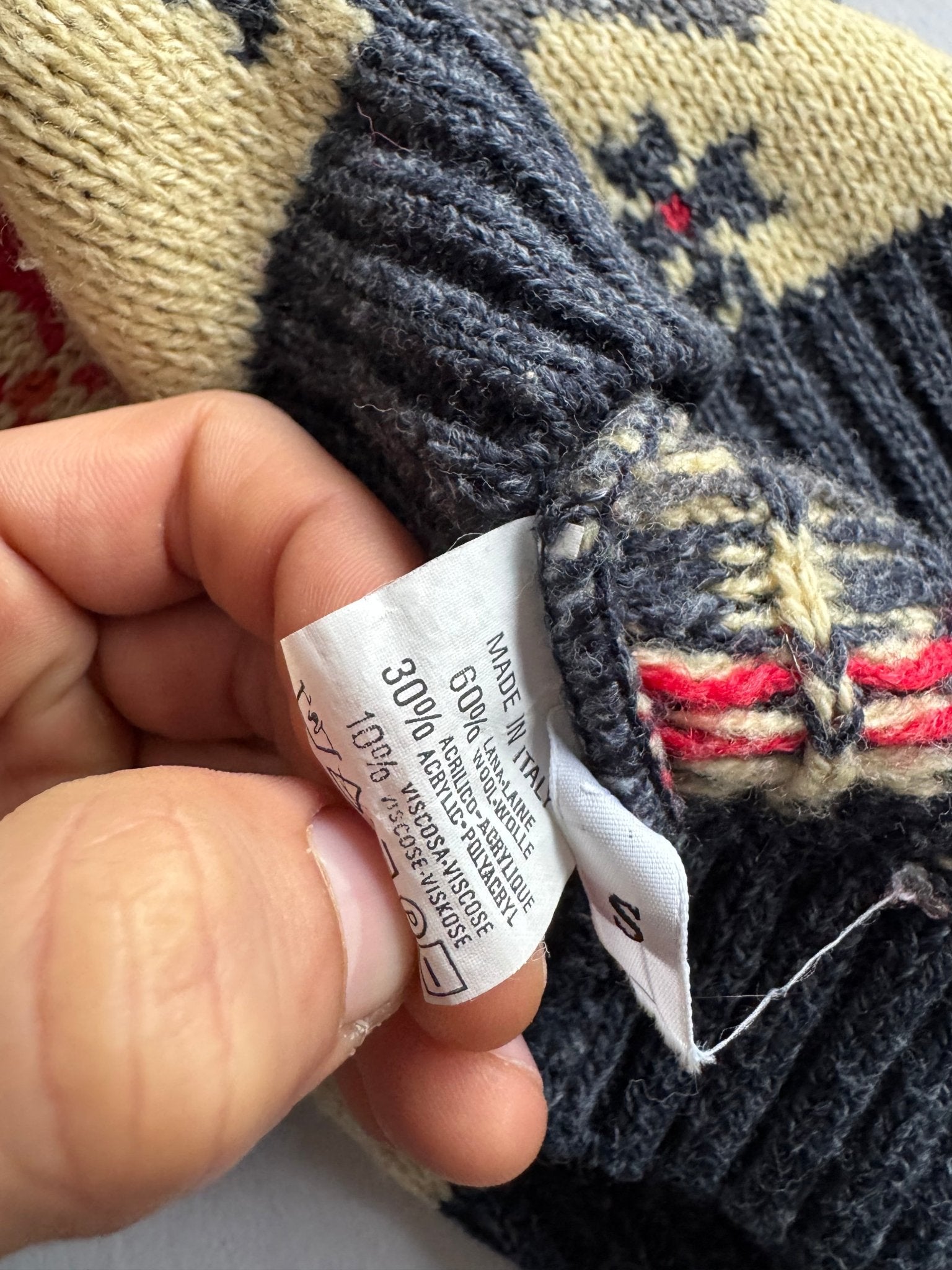 🧶 Pulover Vintage Bărbați cu Model Etnic din Lână – S (se potrivește M) - anbracaminte