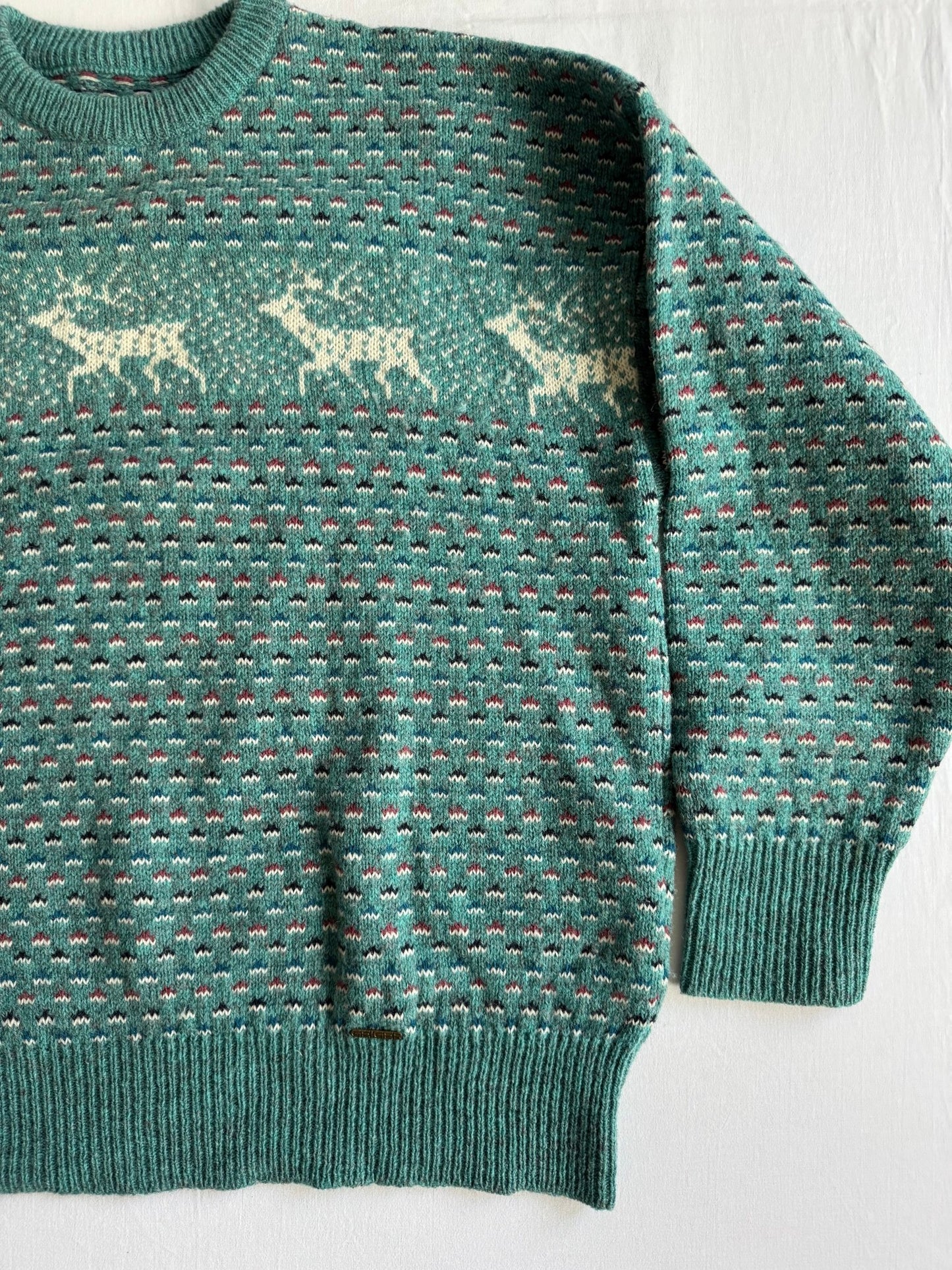 🧶 Pulover Vintage Bărbați cu Model Etnic din Lână Virgină – 52 (L) - anbracaminte