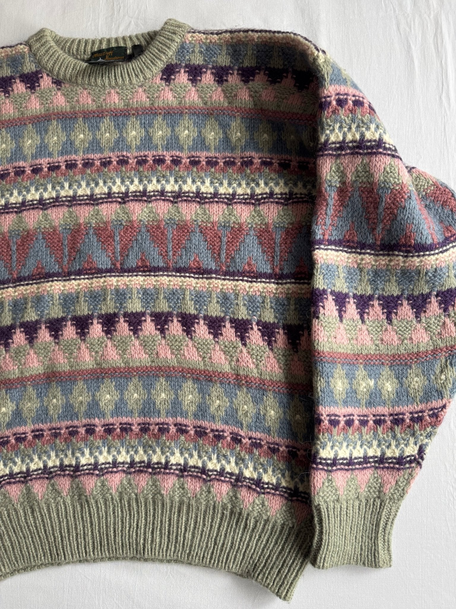 🧶 Pulover Vintage Bărbați cu Model Etnic din Lână Virgină – XL - anbracaminte