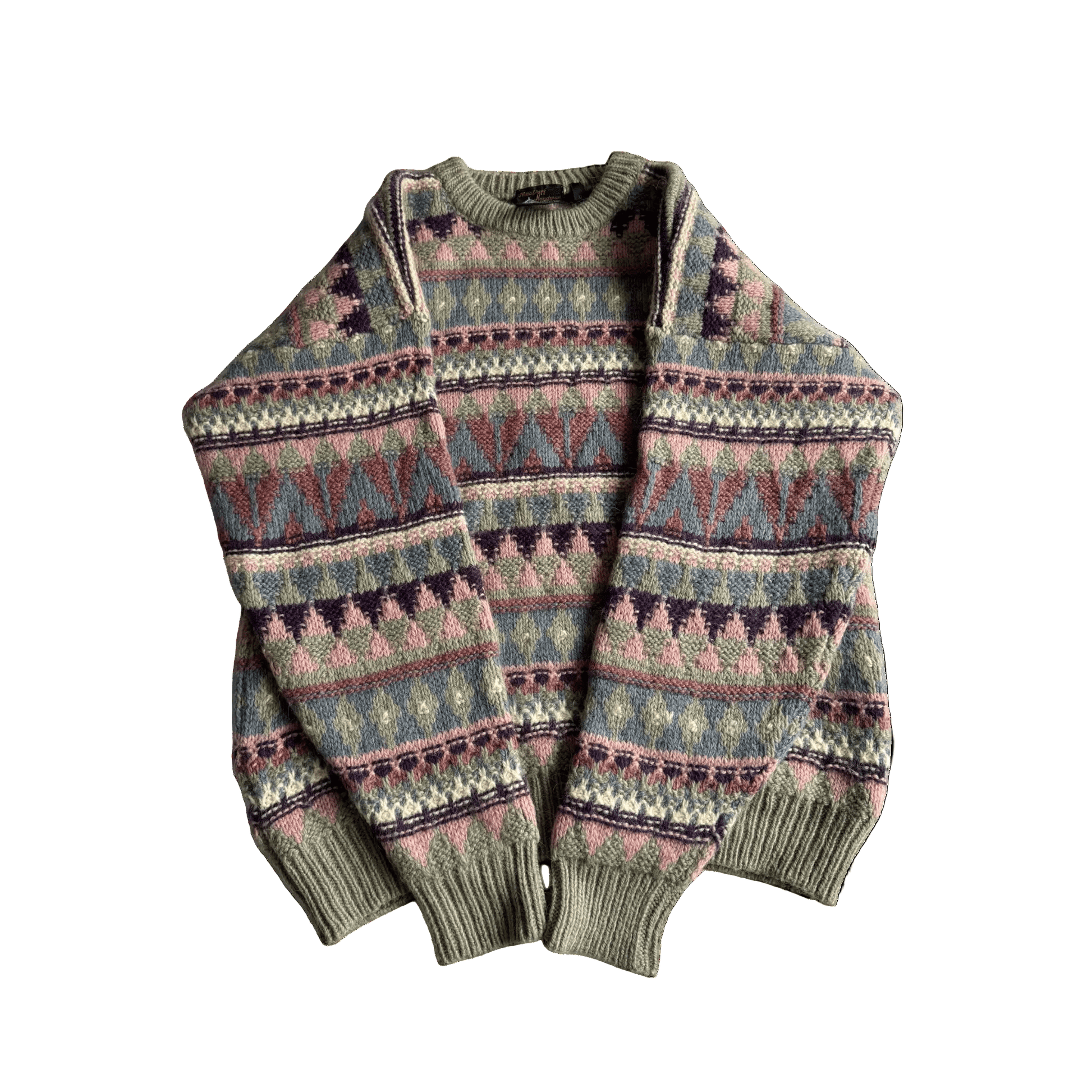 🧶 Pulover Vintage Bărbați cu Model Etnic din Lână Virgină – XL - anbracaminte