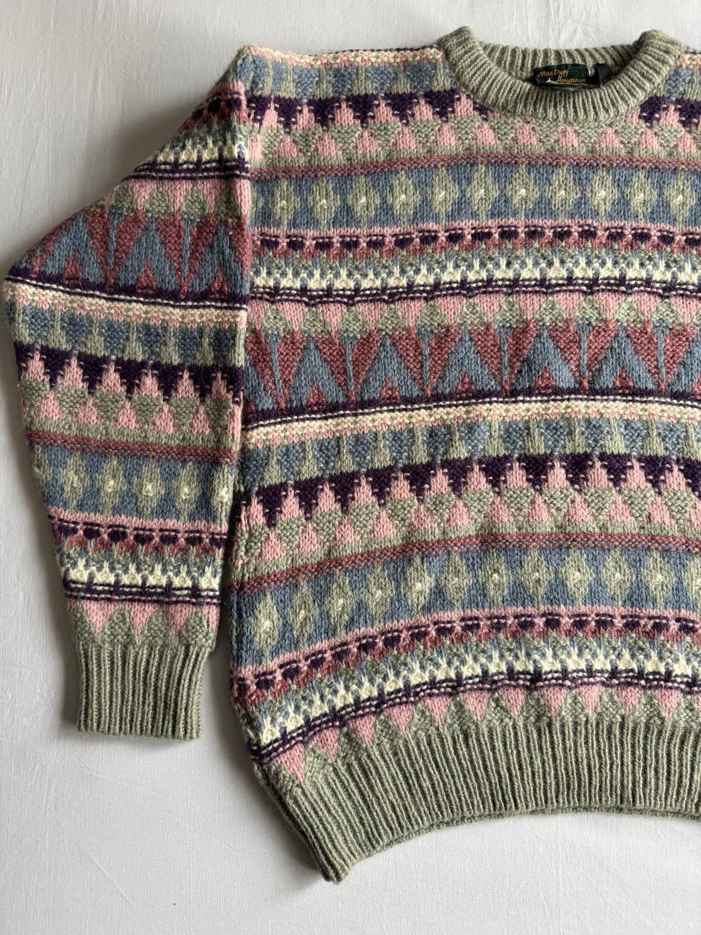 🧶 Pulover Vintage Bărbați cu Model Etnic din Lână Virgină – XL - anbracaminte