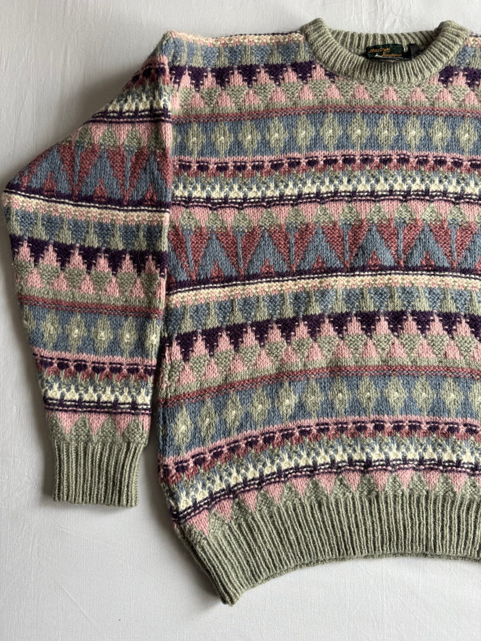 🧶 Pulover Vintage Bărbați cu Model Etnic din Lână Virgină – XL - anbracaminte