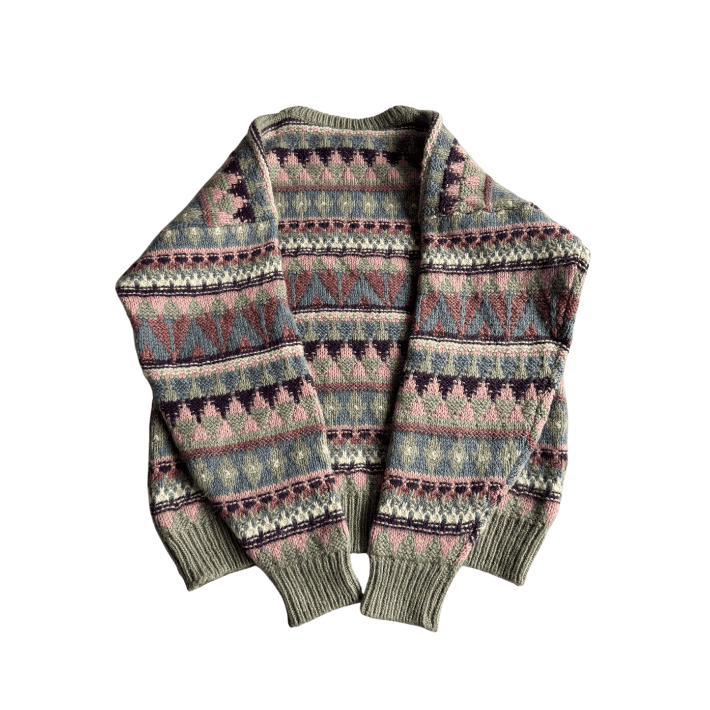 🧶 Pulover Vintage Bărbați cu Model Etnic din Lână Virgină – XL - anbracaminte