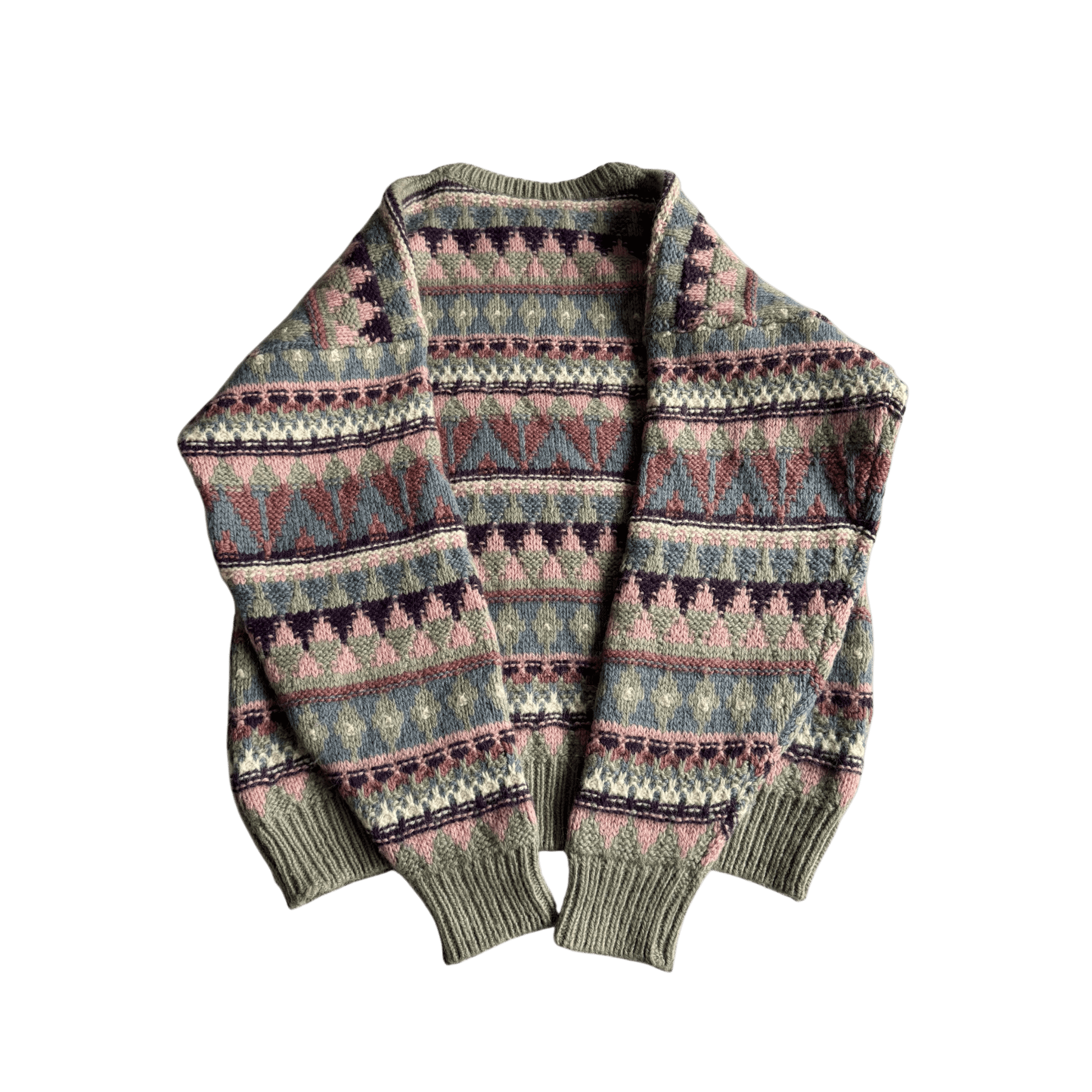 🧶 Pulover Vintage Bărbați cu Model Etnic din Lână Virgină – XL - anbracaminte