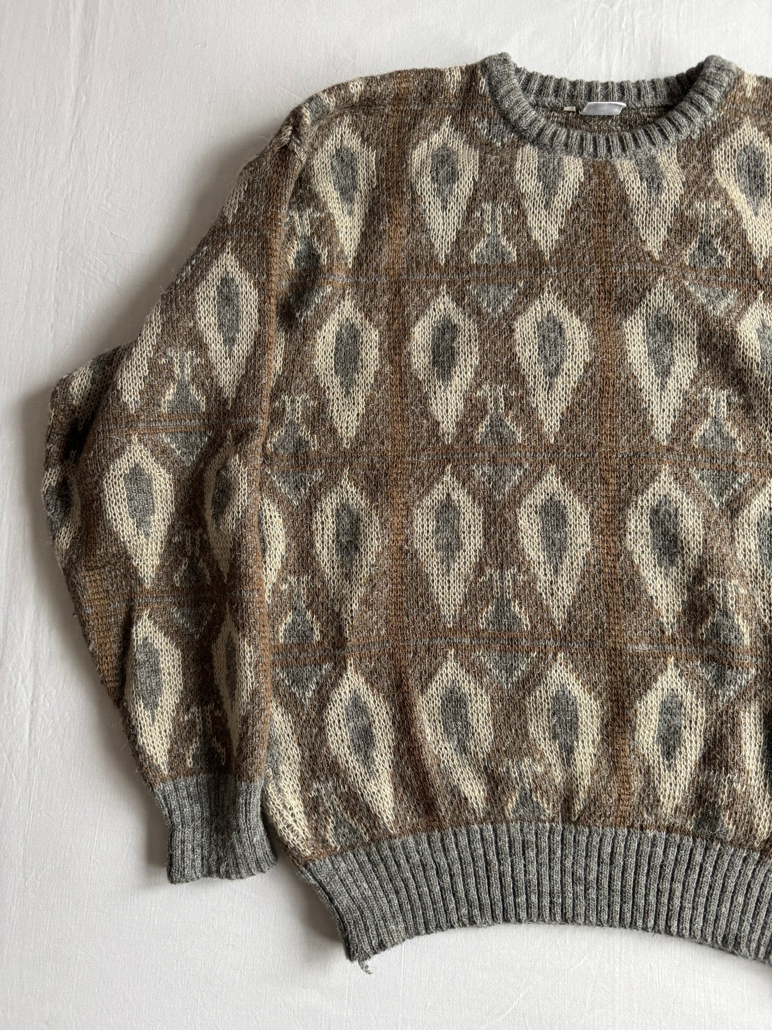 🧶 Pulover Vintage Bărbați cu Model Etnic – L - anbracaminte