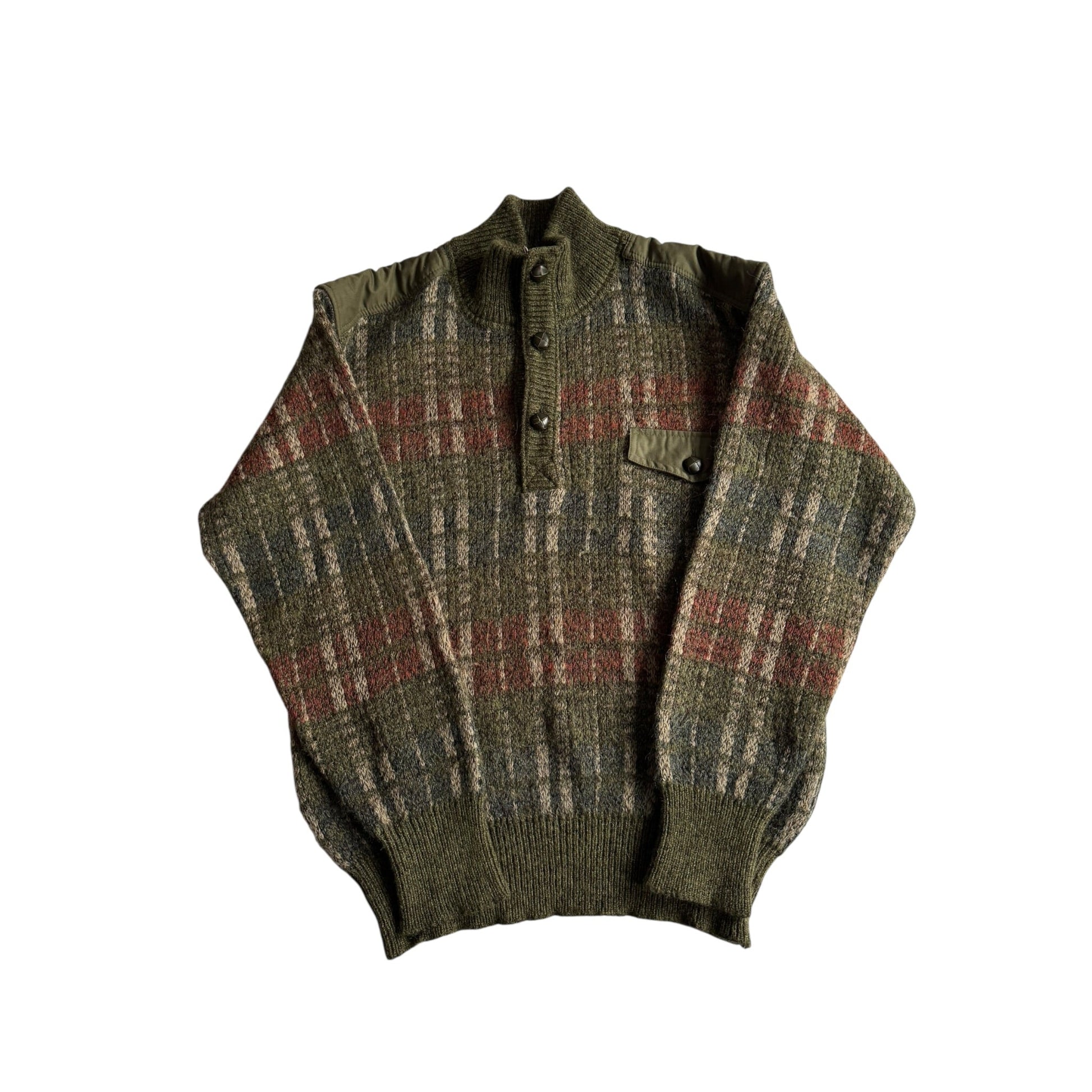🧶 Pulover Vintage Bărbați din Super Kid Mohair, Lână și Acril cu 3 Nasturi și Buzunar la Piept – L - anbracaminte