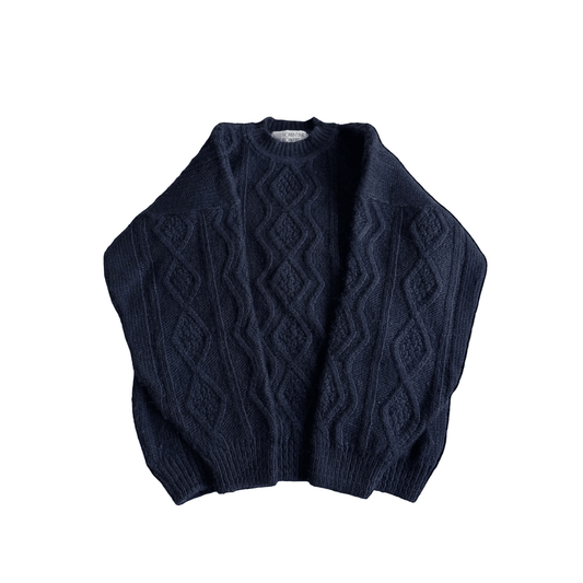 🧶 Pulover Vintage Bărbați Fisherman Navy din Lână Virgină – L - anbracaminte