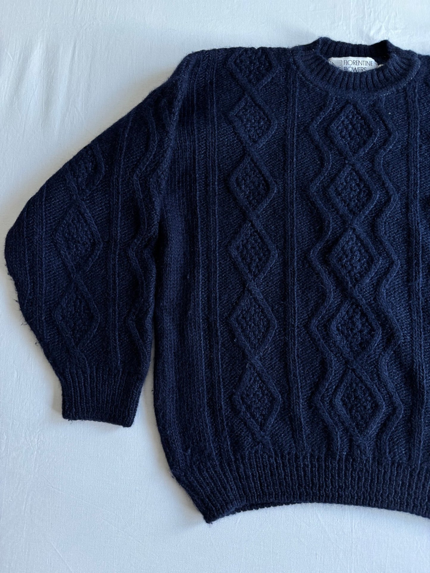 🧶 Pulover Vintage Bărbați Fisherman Navy din Lână Virgină – L - anbracaminte