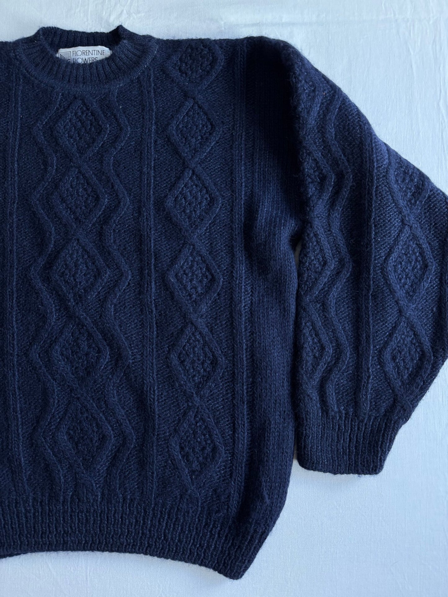🧶 Pulover Vintage Bărbați Fisherman Navy din Lână Virgină – L - anbracaminte